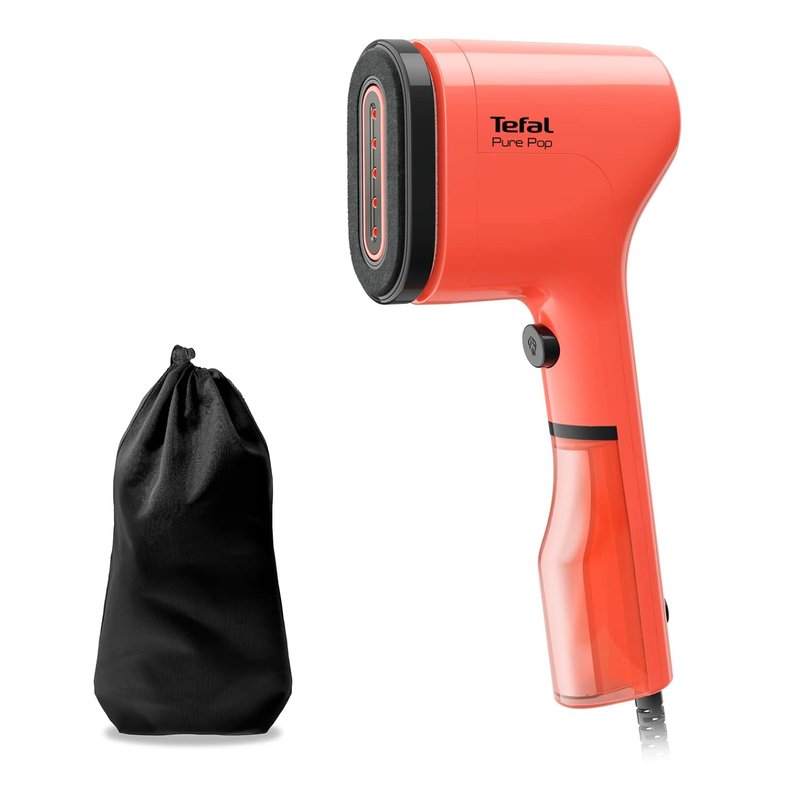 Tefal Pure Pop Slim Handheld Clothes Steamer, No Ironing Board Needed, Ready to Use in 15 Seconds, 70ml Detachable Water Tank, Travel Iron, Garment Steamer, Red, DT2022