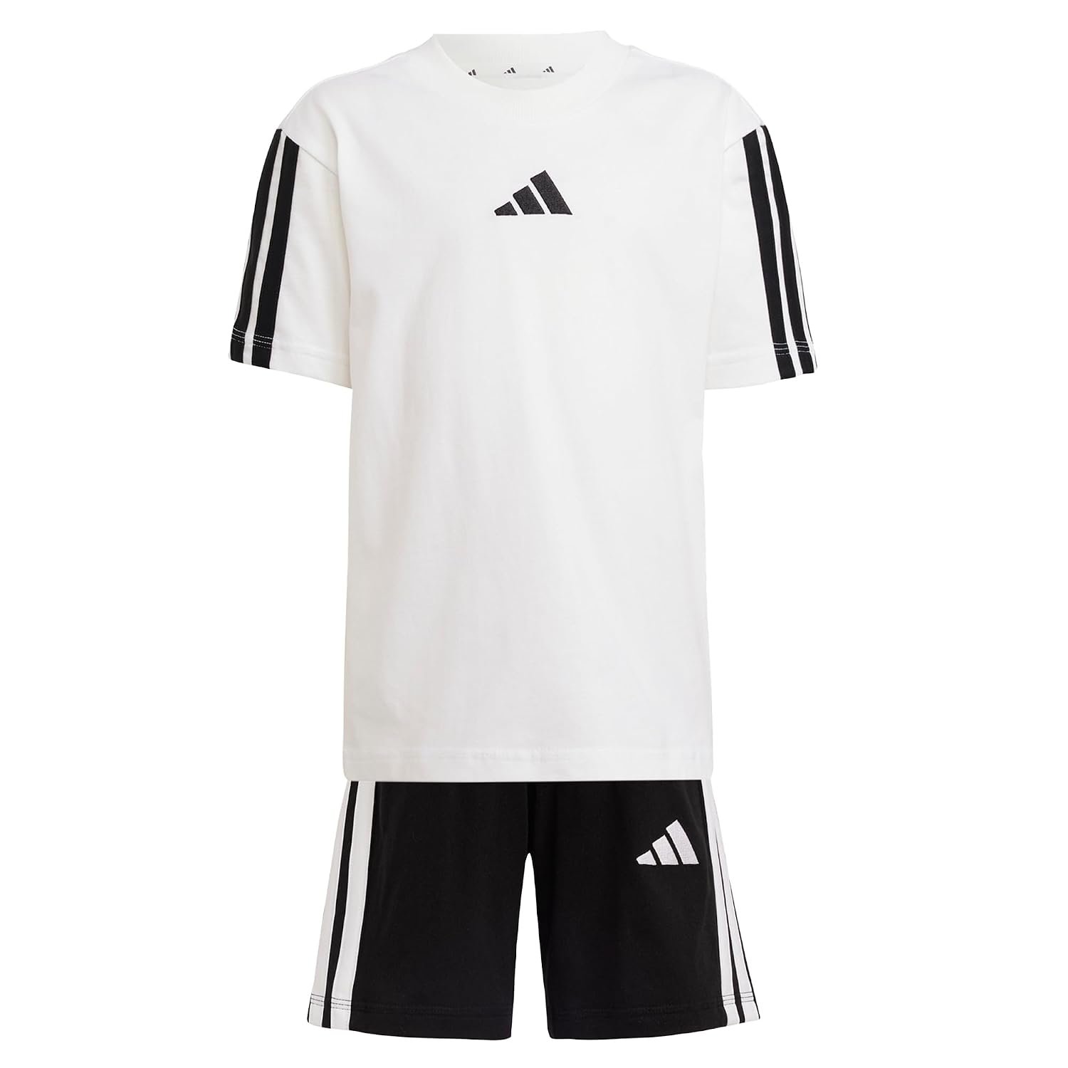 adidas Unisex Kids Essentials Small Logo Stripes Set Track Suit, white/black, 5-6 Years