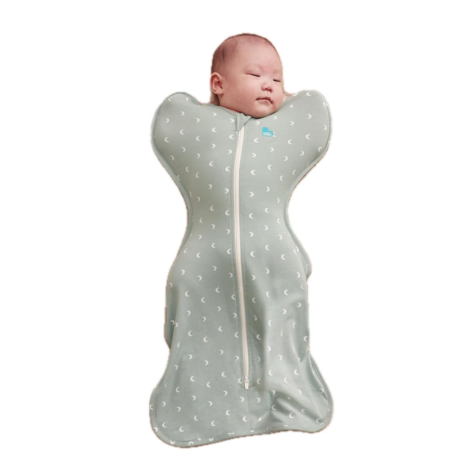 Love To Dream™ Swaddle UP™, Newborn 2.2–3.8 kg – Moon Olive | Snug Fit, Supports Healthy Sleep Routine | 1.0 Tog Ideal for Spring & Summer (20–24°C) | Machine Washable Cotton & Double Zip