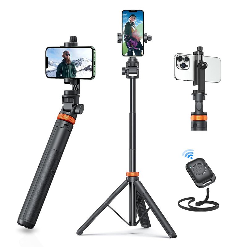 Vimose 62" Phone Tripod, Tripod for iPhone & Selfie Stick Tripod with Remote, Extendable Phone Tripod Stand & Travel Tripod, Solidest Cell Phone Tripod Compatible with iPhone/Android