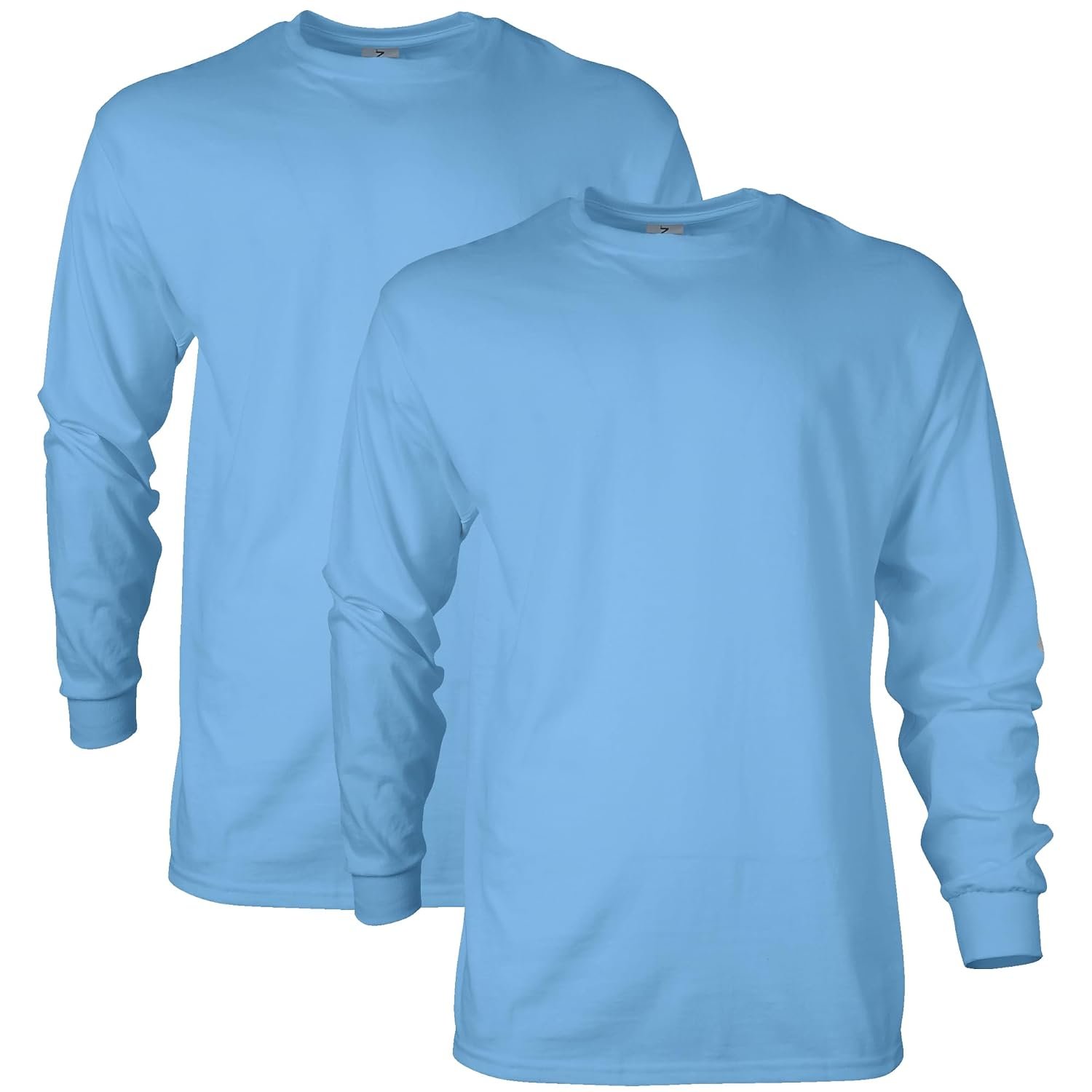 Gildan Unisex Adult Ultra Cotton Long Sleeve T-Shirt, Style G2400, Multipack, Carolina Blue (2-Pack), XXL