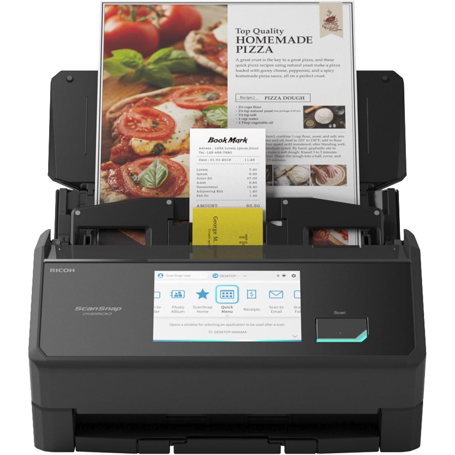 ScanSnap iX2500 (Black) High-Speed Duplex Document Scanner, 45 ppm / 90 ipm, 100-Sheet ADF, 600 dpi Optical, 5″ Touchscreen, Wi-Fi 6, USB 3.2 Gen 1×1, PC & Mac