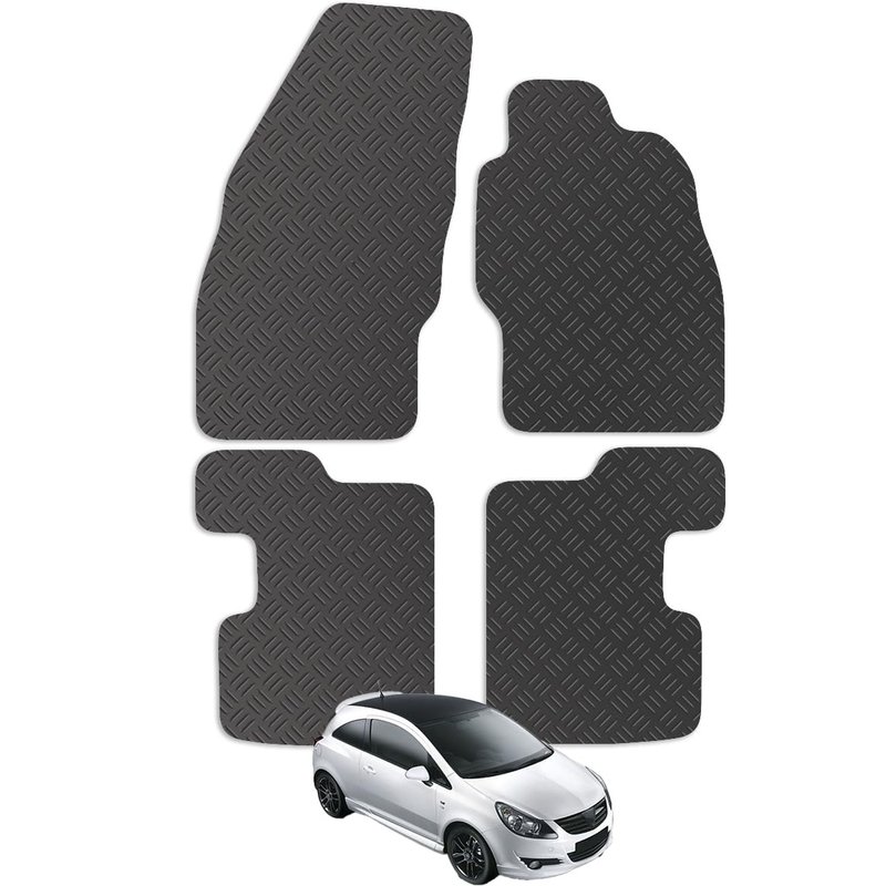 Vauxhall Corsa D 2007 to 2019 Rubber Car Mats UK-Made Heavy-Duty Waterproof Tailor Fit Floor Mats Full Coverage Compatible Accessory Durable and Easy Clean