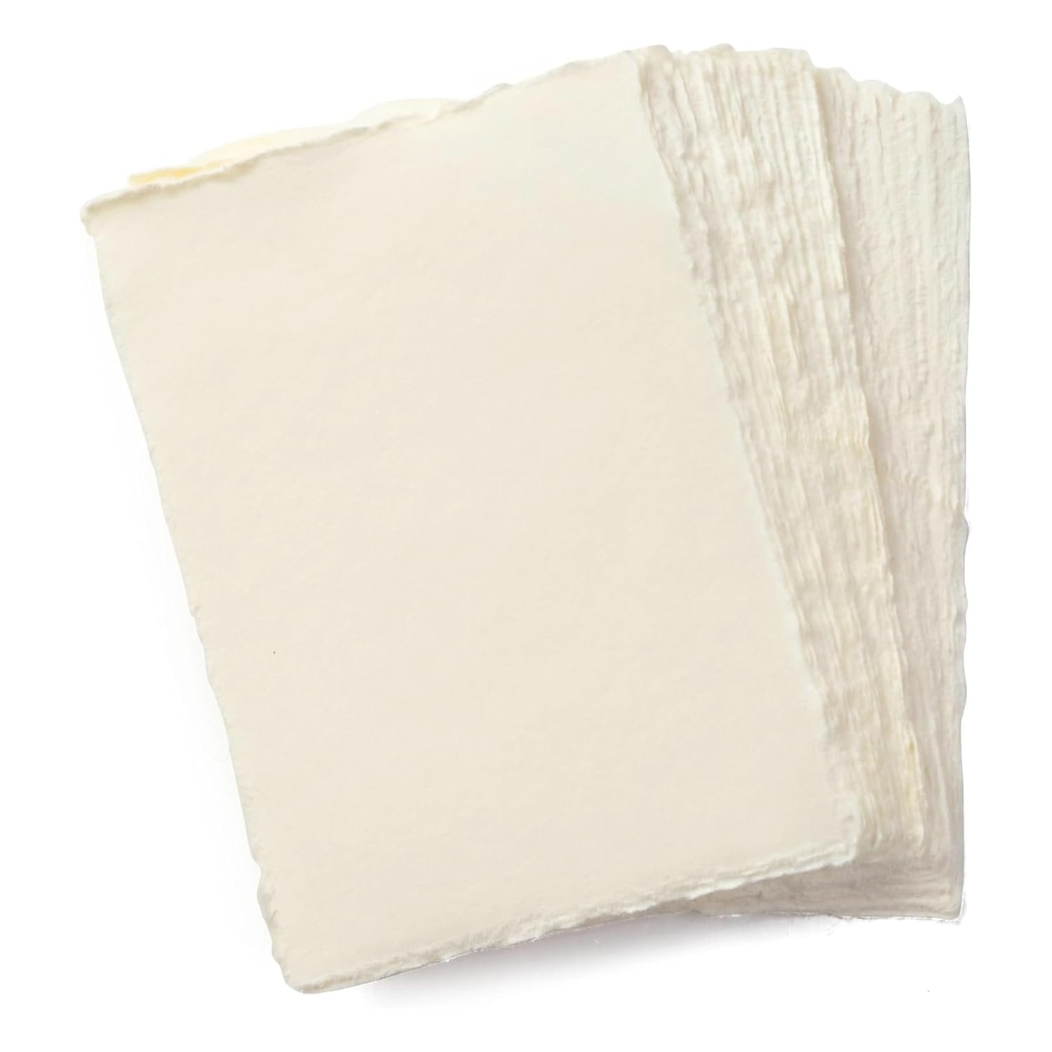 Wanderings Handmade A4 Cream Mixed Media Paper with Deckle Edge - 8.25x11.7 / 21x30 Cm - 150 GSM - 50 Sheets Coloured Cold Press Made with Recycled Cotton for Invitations Crafts Writers Watercolour