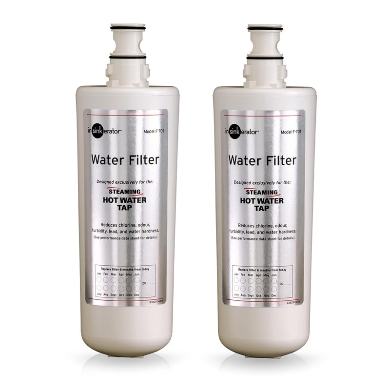 InSinkErator F-701R Under Sink Water Filter, Tap Water Purifier for Clean Drinking Water, Exclusively for Hot Water Tap, 454 Litre Capacity, 2 Pack