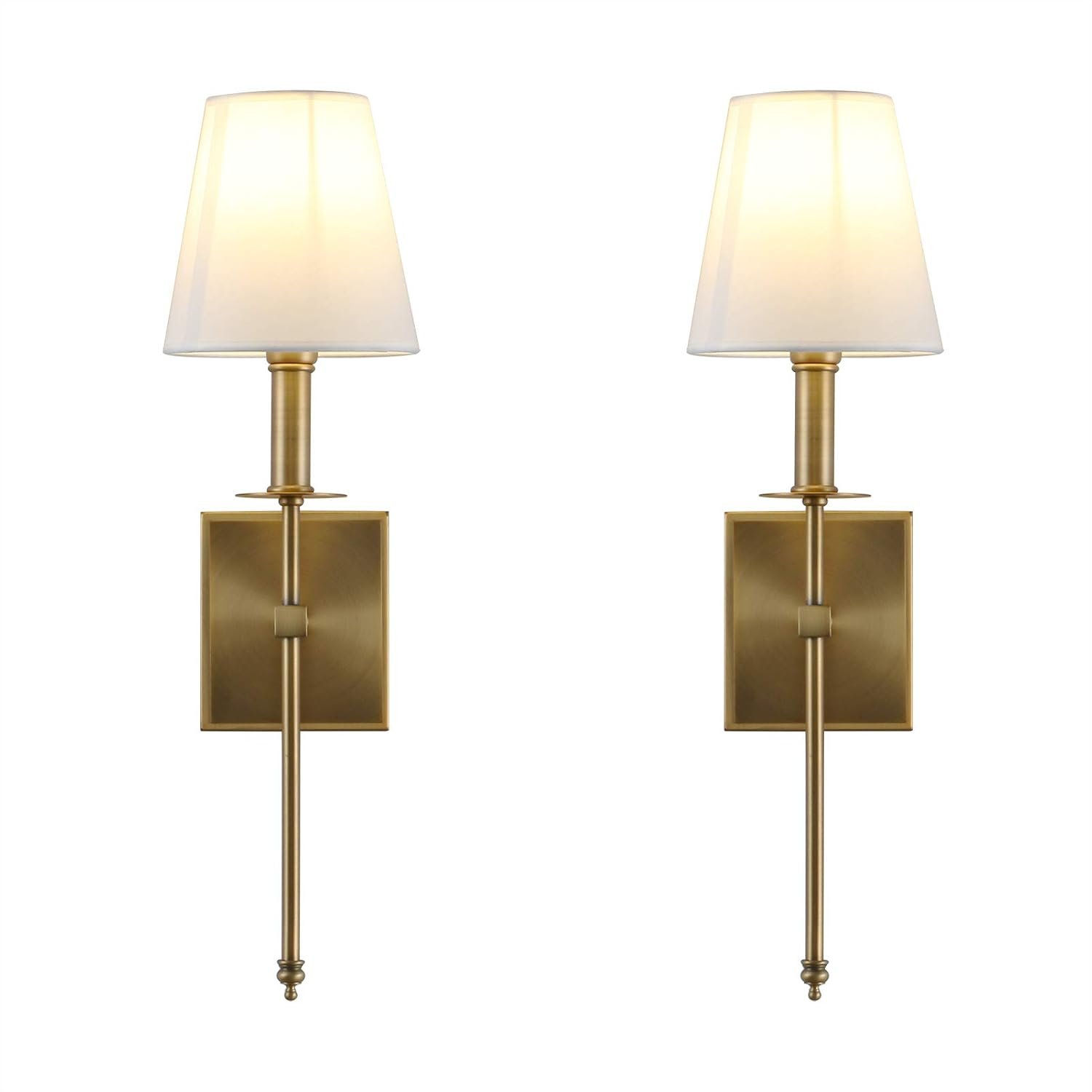 Yosoan Lighting 2 Sets of Vintage Loft Bar Modern Linen Fabric Lampshade Hardwired Wall Light Fittings, Hotel Beside Bed Wall Lamp E27 Screw (Antique)