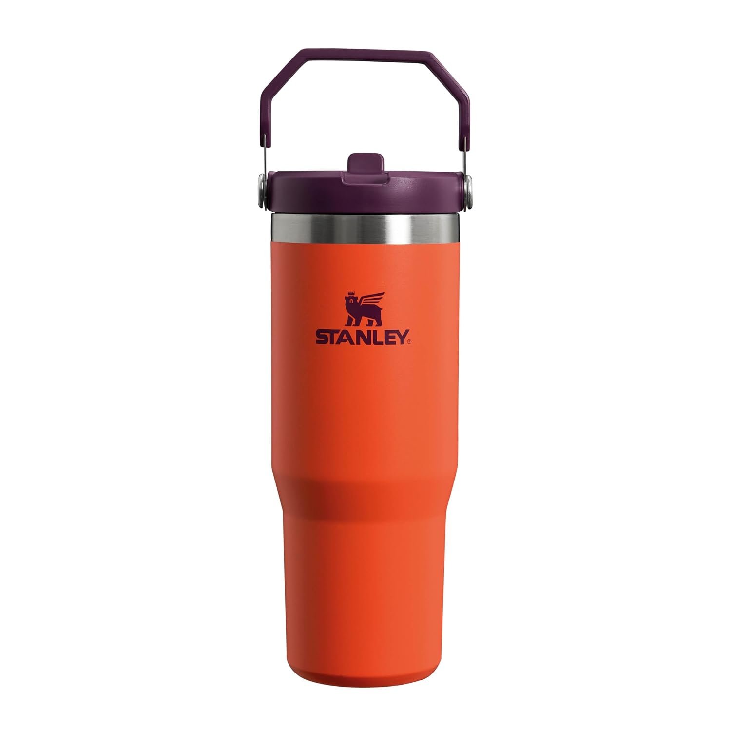 Stanley 1913 Flip Straw Tumbler 1.0 Water Bottle with Straw 0.89L - Keeps Cold for 12+ Hours - Easy to Carry - Dishwasher Safe - Stainless Steel Thermal Flask - BPA-Free Travel Mug - Tigerlily Plum