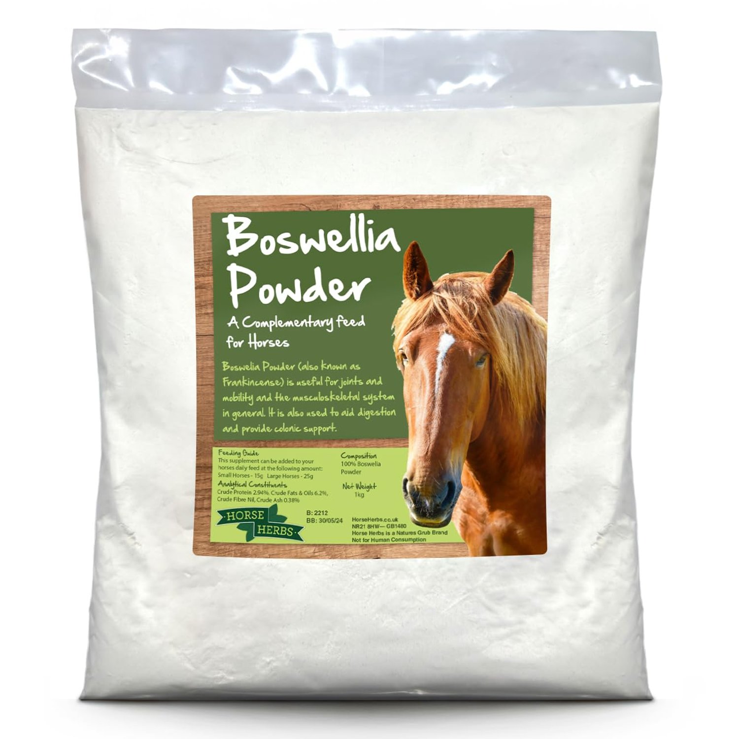 Horse Herbs Boswellia Serrata Powder 1kg Bag | Natural Pain Relief for Horses & Ponies, Frankincense Powder Supplement, Equine Care