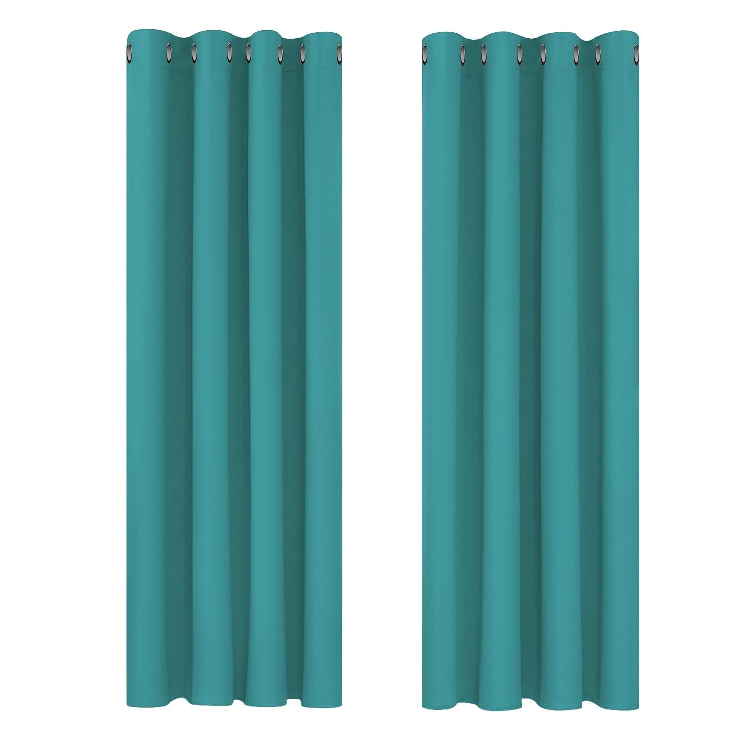 Deconovo Window Treatment Super Soft Solid Thermal Insulated Eyelet Bedroom Blackout Curtains for Kids Turquoise 46x84 Inch 2 Panels