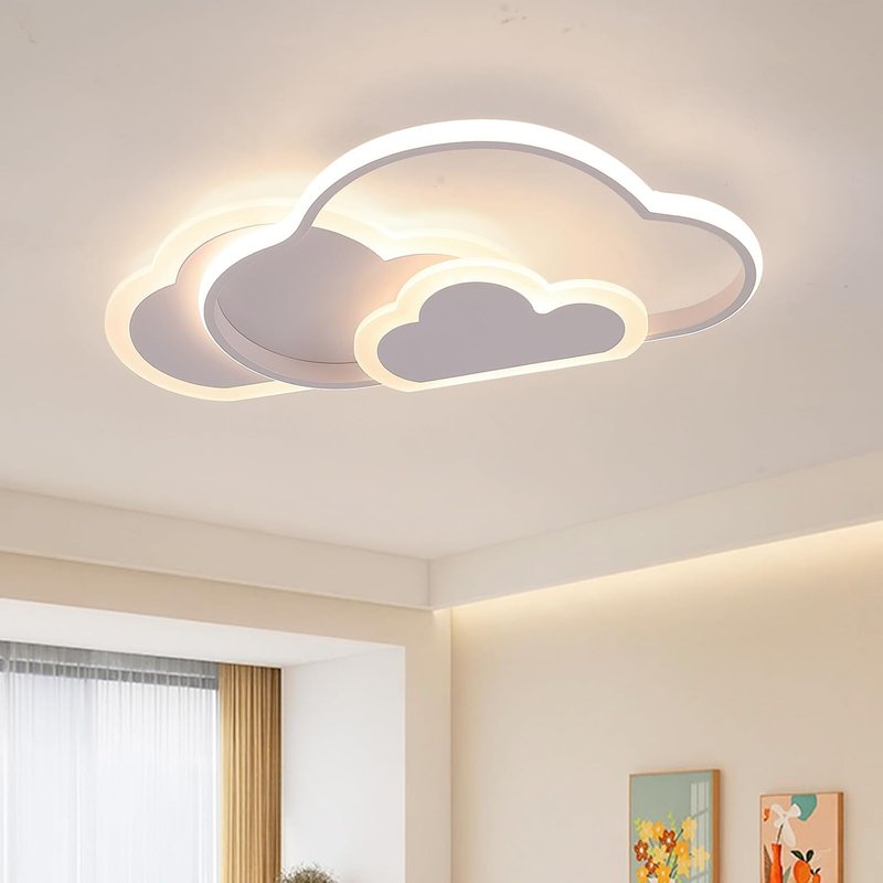 minifair Creative Cloud Shape Ceiling Lamp with Remote Control Dimmable, Acrylic Ceiling Light Flush Mount for Living Room Bedroom Hallway and Children's Room,52cm(20.5 in) 42W,White