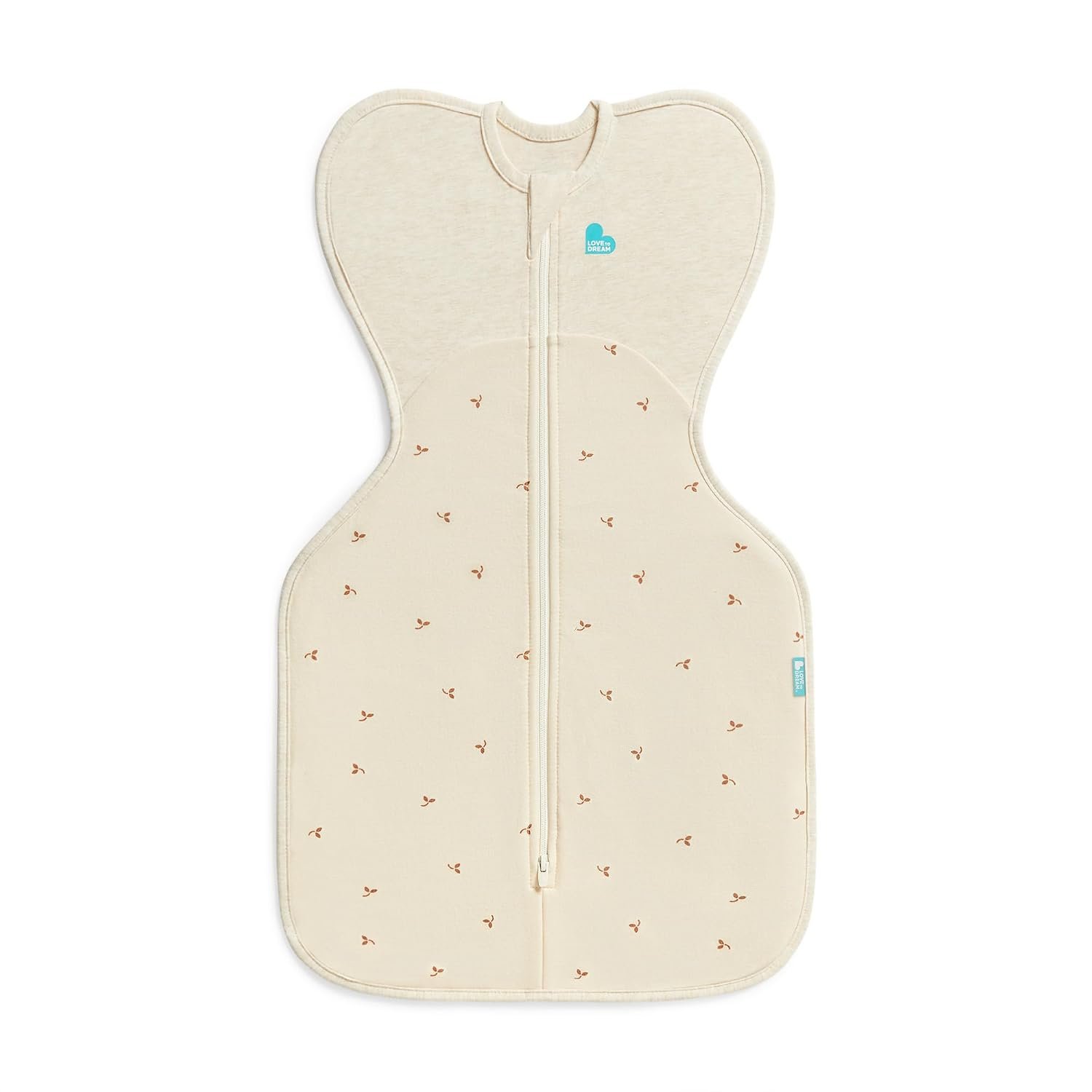 Love To Dream™ Swaddle UP™, Small 3.5-6 kg - Twigs Oatmeal, Snug Fit, Supports Healthy Sleep Routine, 1.5 Tog For Mild Temps (18-22°C), Machine Washable Cotton Fleece, 2 Zips for Easy Nappy Change