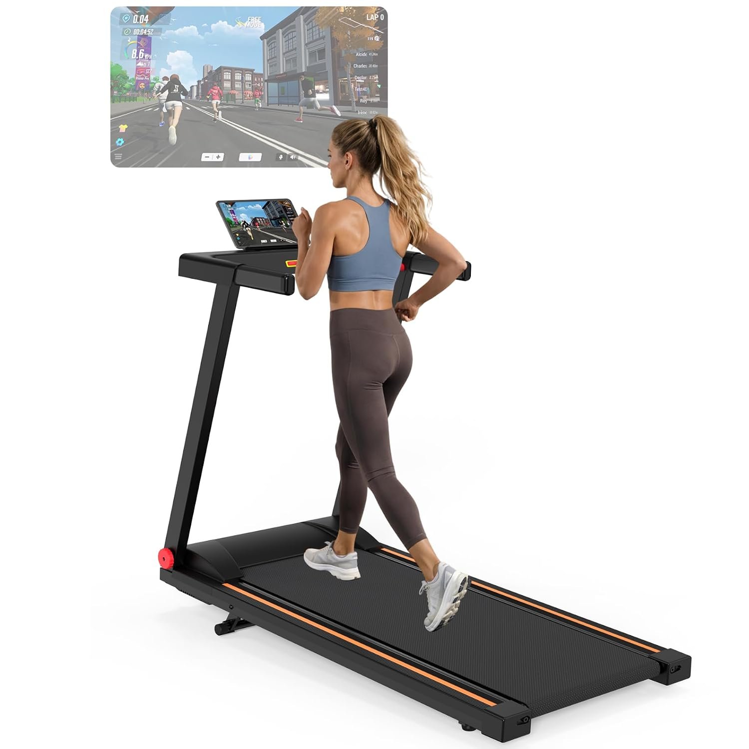 MJWW Folding Treadmills for Home, Smart Walking Pad Treadmill with 6% Incline, App-Connected HIIT/MIIT Training, Max 12-16km/h Quiet Running Machine with 100-112x42cm Running Area