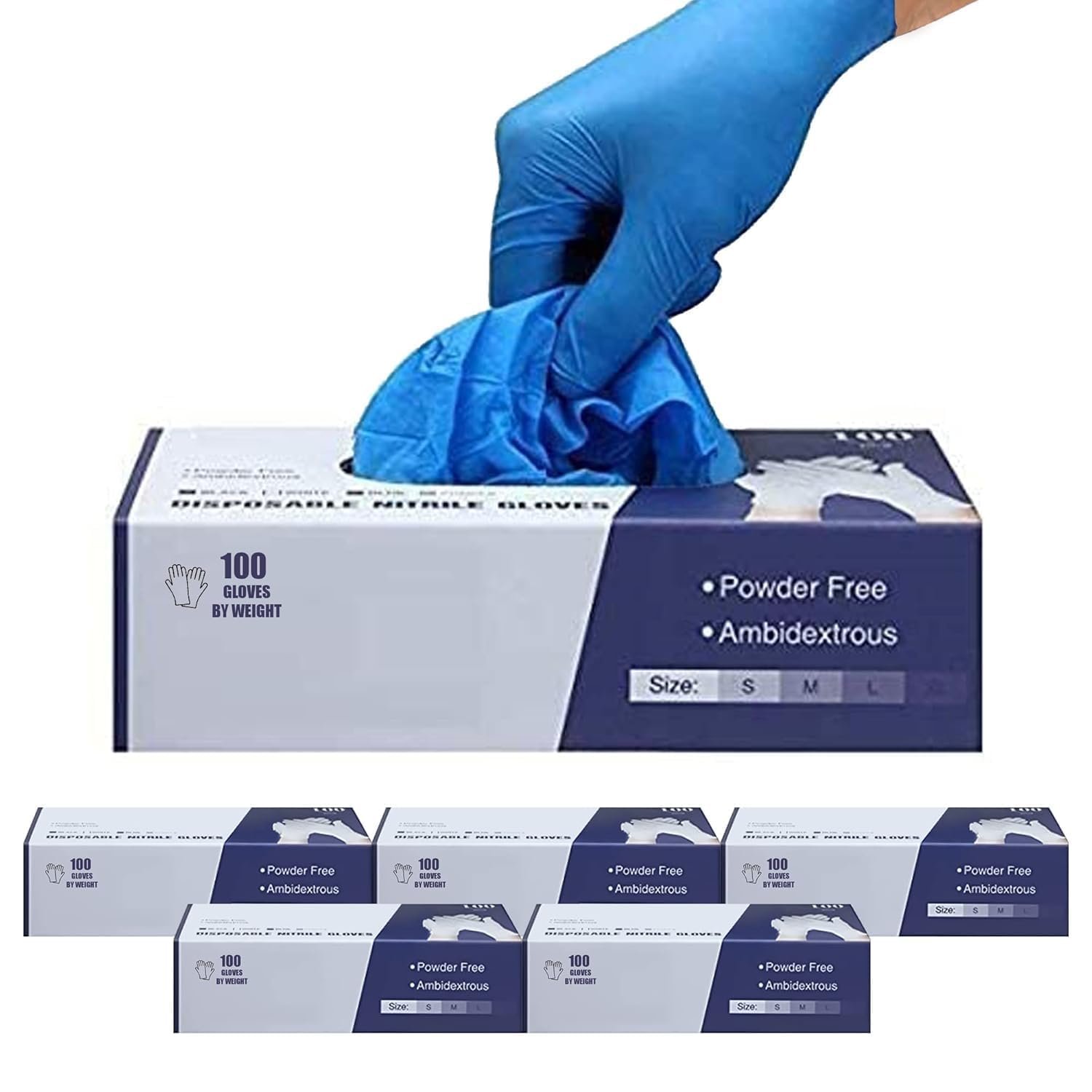 PRAIMA Surgicals Powder Free Nitrile Gloves, Food Grade, Hand Disposable Gloves - 1000 Count - Blue (1000, Small)