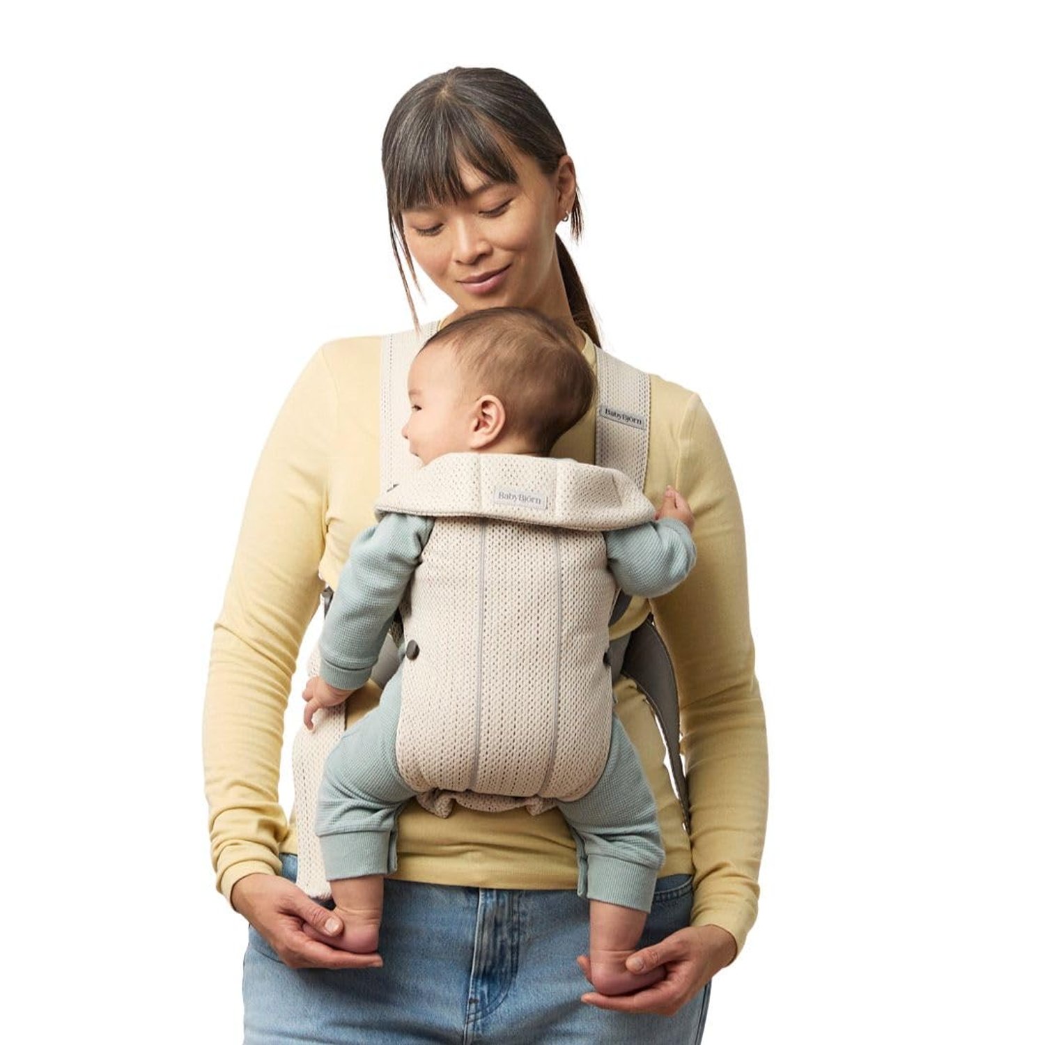 BabyBjörn Baby Carrier Mini, 3D Mesh, Cream, Infant Carrier for Newborns (0-12 Months), Soft, Ergonomic and Easy to Use