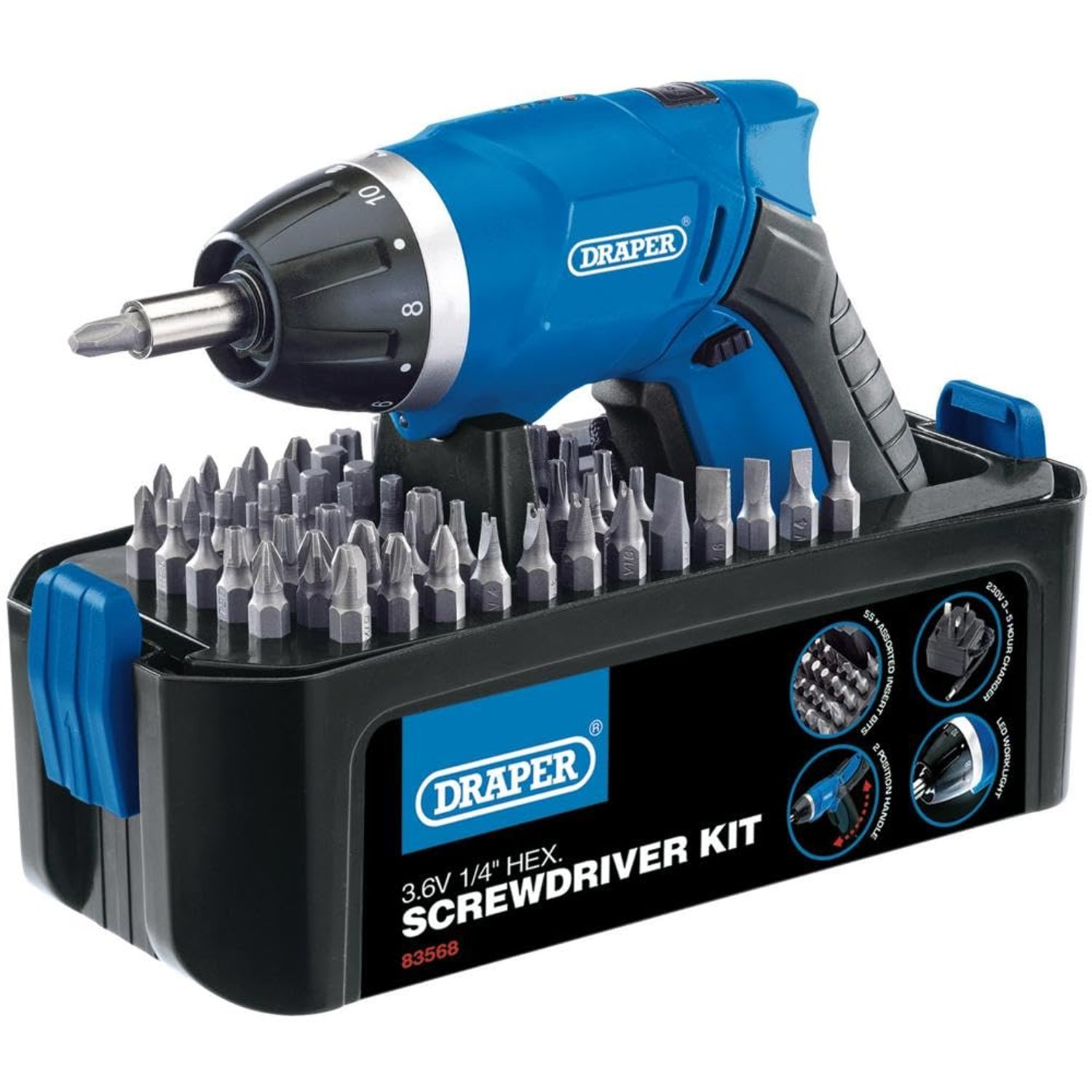 Draper 83568 Storm Force Cordless Li-Ion Screwdriver Kit (3.6V) - Multicoloured