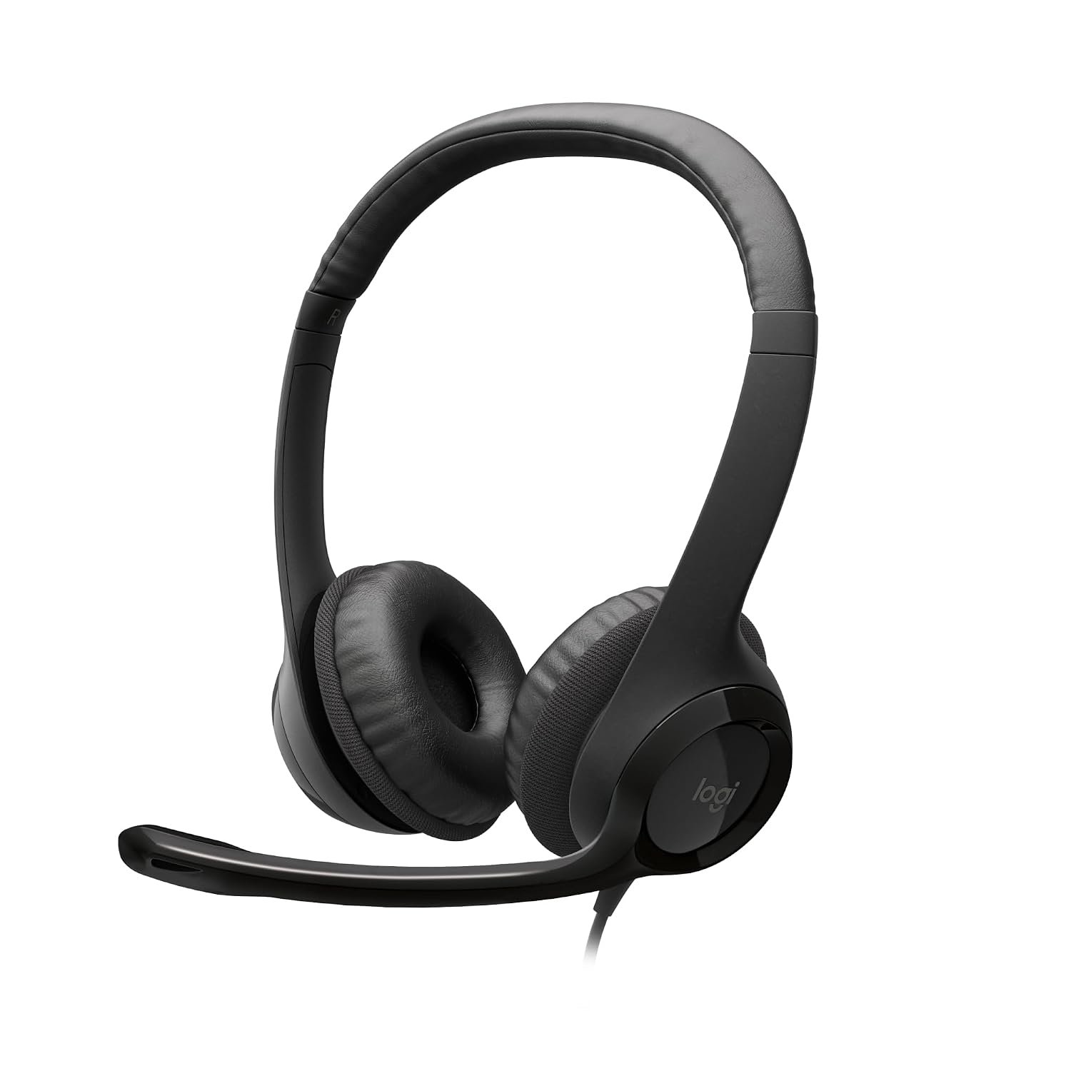 Logitech H390 Wired Headset for PC/Laptop, Stereo Headphones with Noise Cancelling Microphone, USB-A, In-Line Controls, Works with Chromebook - Black