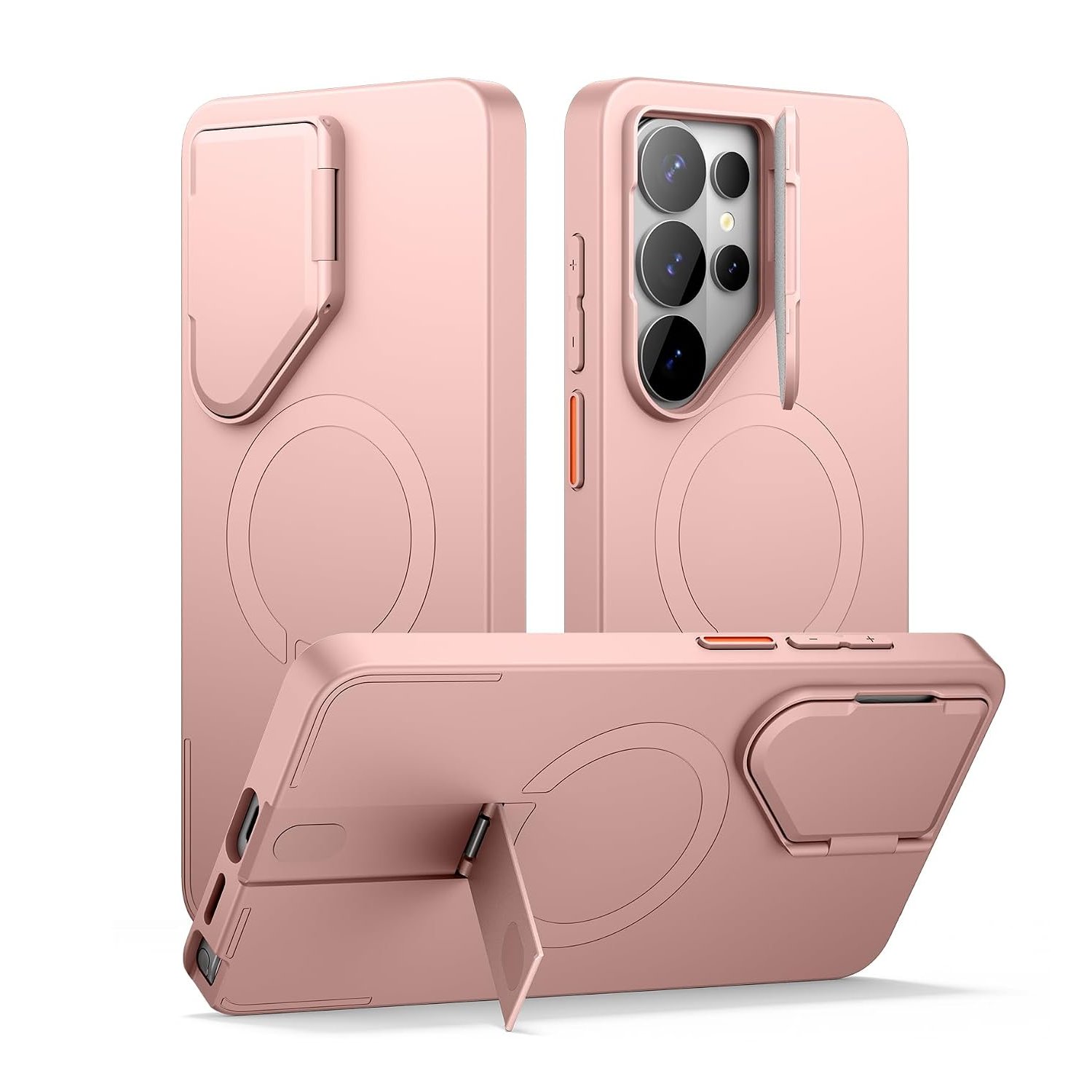 SURITCH Magnetic Case Compatible with Samsung Galaxy S26 Ultra with Camera Cover & Adjustable Metal Kickstand Shockproof Bumper Case Slim Protective Cover for Galaxy S26 Ultra-Dewy Pink