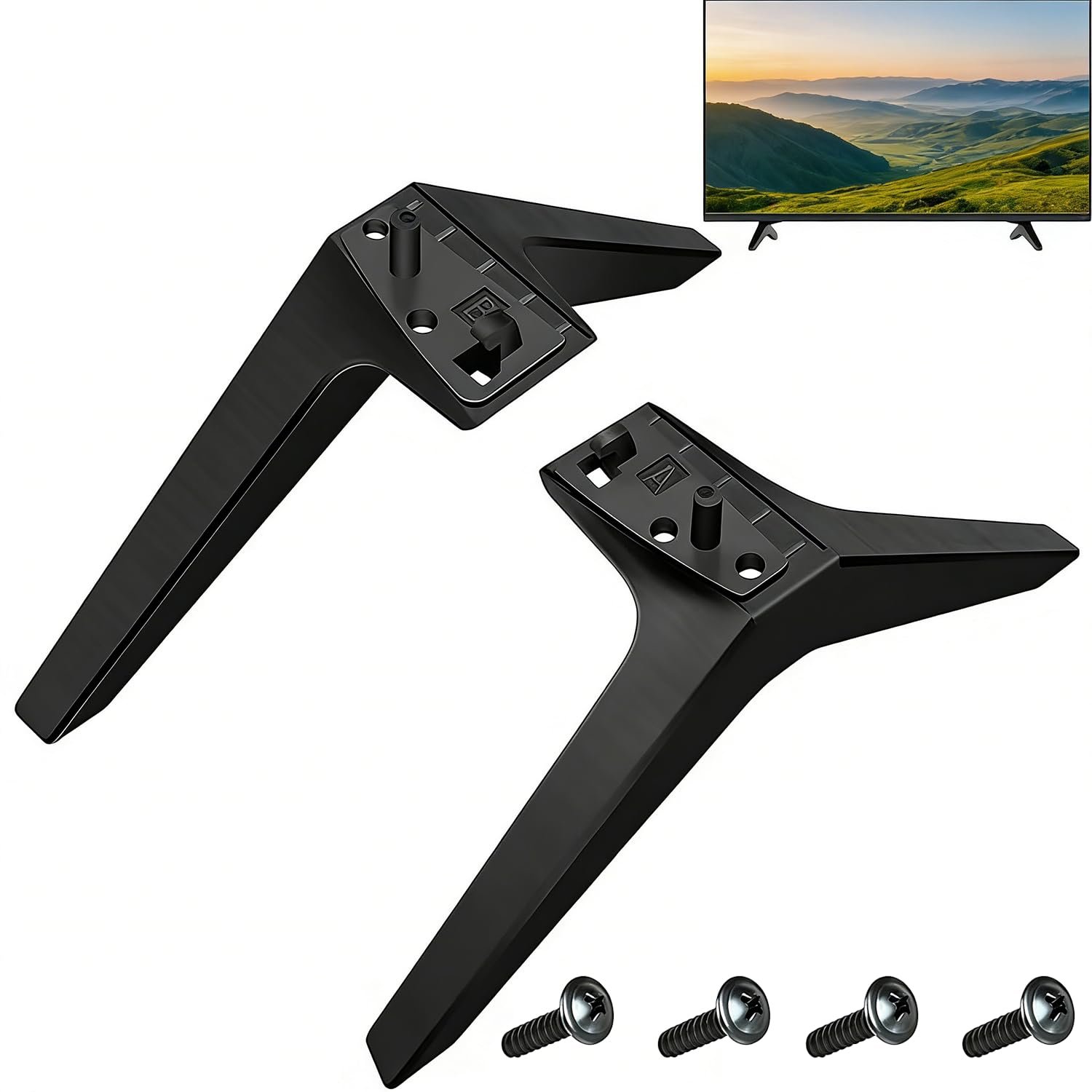 TV Stand Replacement for LG 49 50 55 Inch TV, Non-Slip Desk Pedestal Base Feet TV Stands with Mounting Screws, Television Stand Legs for Table (Black, 1 Pair)