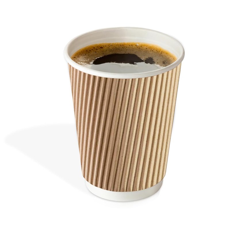 We Can Source It Ltd - 500 x 8oz Ripple Brown Kraft Paper Cups - Strong 3-PLY Disposable Insulated Coffee Cups - Leak-Proof Recyclable Drinking Cups for Hot Drinks, Tea, Coffee and Beverages