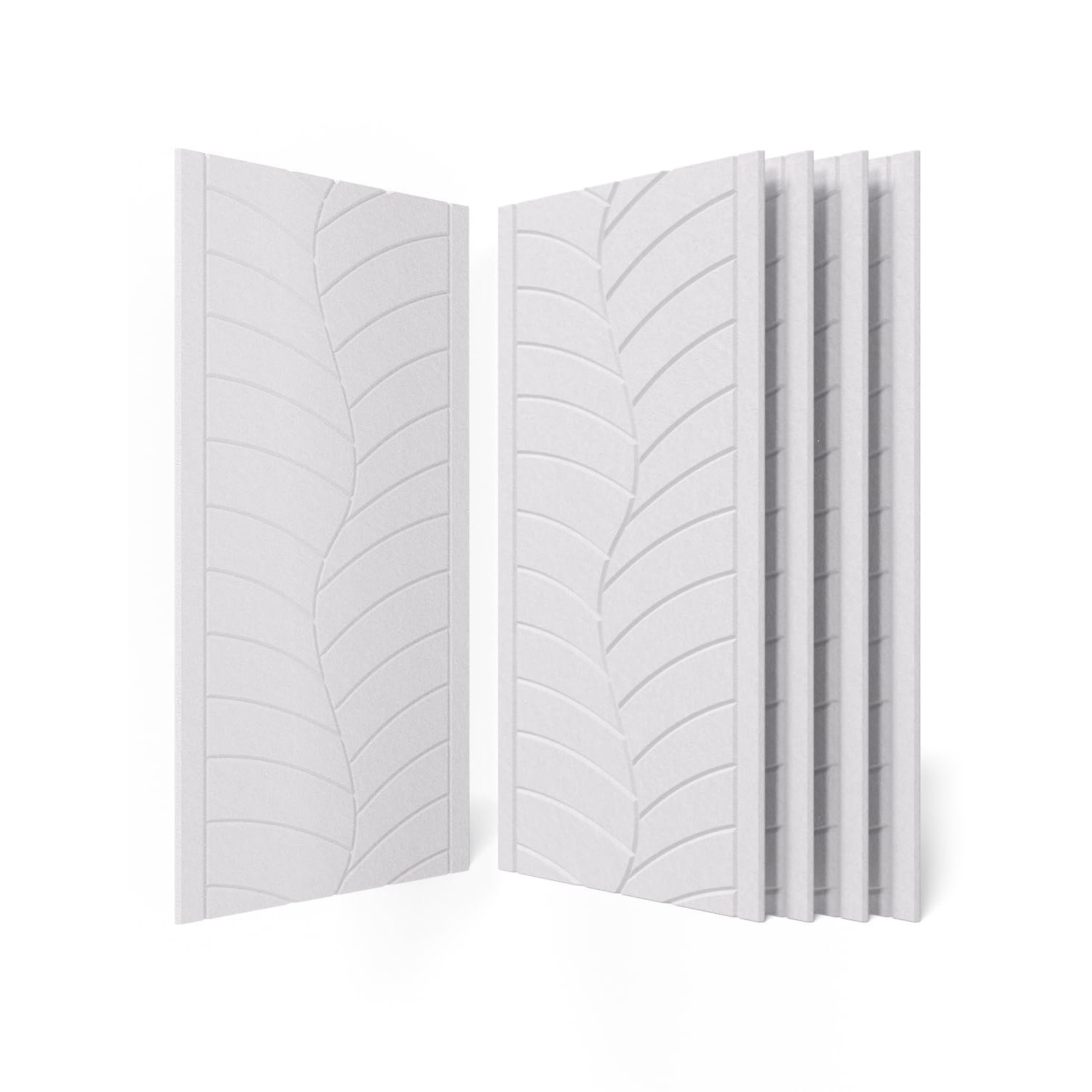 Large Acoustic Wall Panels Self Adhesive, 4 Pack Decorative Art Sound Absorbing Panels with Leaf Vein Design, Acoustic Treatment & Echo Absorption for Home, Studio & Office, 120×60×0.9cm, White