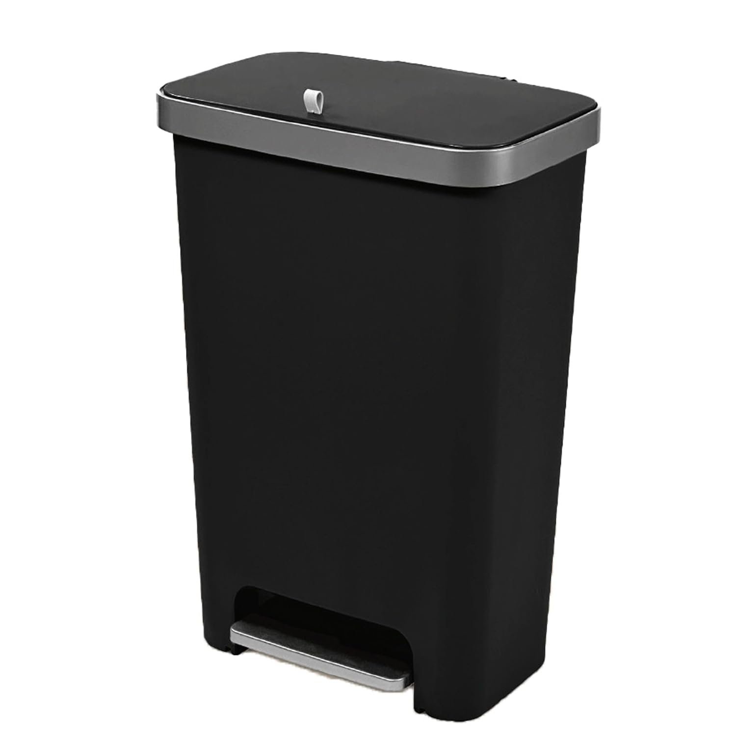 Addis 50L Rectangular Kitchen Pedal Bin with Recycling Divider – Large Family Waste Bin, Flexible Waste & Recycling Use, Soft Close Lid, Metal Pedal, Black