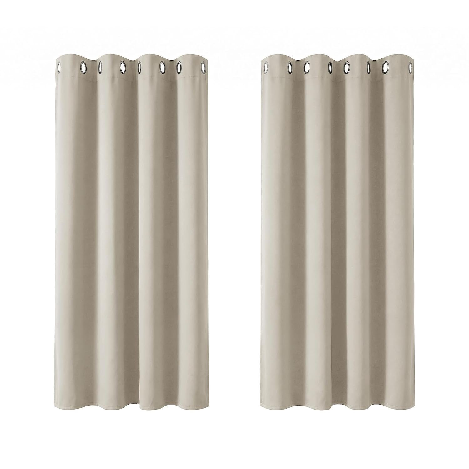 Deconovo Super Soft Eyelet Curtains Thermal Insulatde Room Darkening Curtains for Livingroon 46 x 54 Inch Light Beige 2 Panels