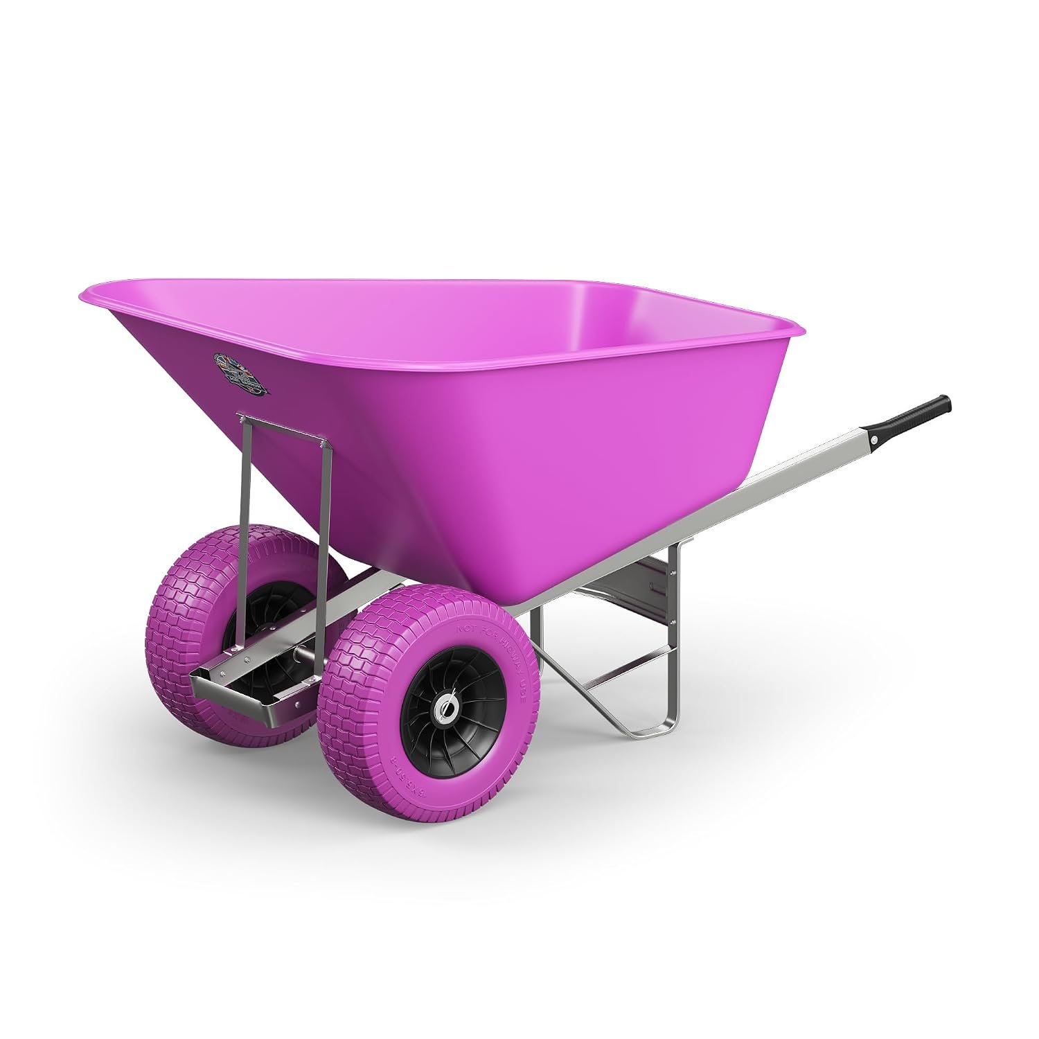 Agri Barrow Wheel Barrow 200 Litre Plastic Wheelbarrow with Puncture Proof Twin Fat Tyres, Pink – Ideal for Equestrians, Farmers, Gardeners, Stable Yards, and Heavy-Duty Use