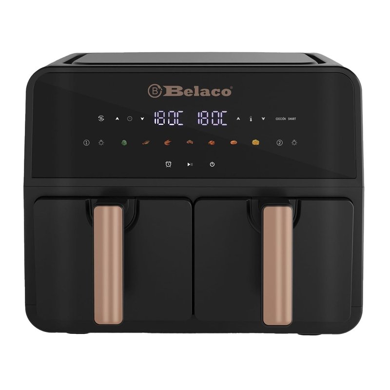Belaco Air Fryer, 9L Dual Zone, Digital Display, Rapid Air Circulation, Air Fryers, 60 Min Timer, Adjustable Temperature, Dishwasher Safe Basket BEL-AF-03 Smart Finish