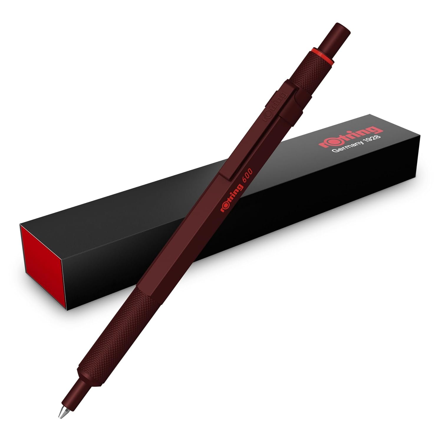 rOtring 600 Ballpoint Pen | Medium Point | Black Ink | All-Metal Body Pen | Chocolate Truffle | Non-Slip Knurled Grip & Hexagonal Barrel | Refillable