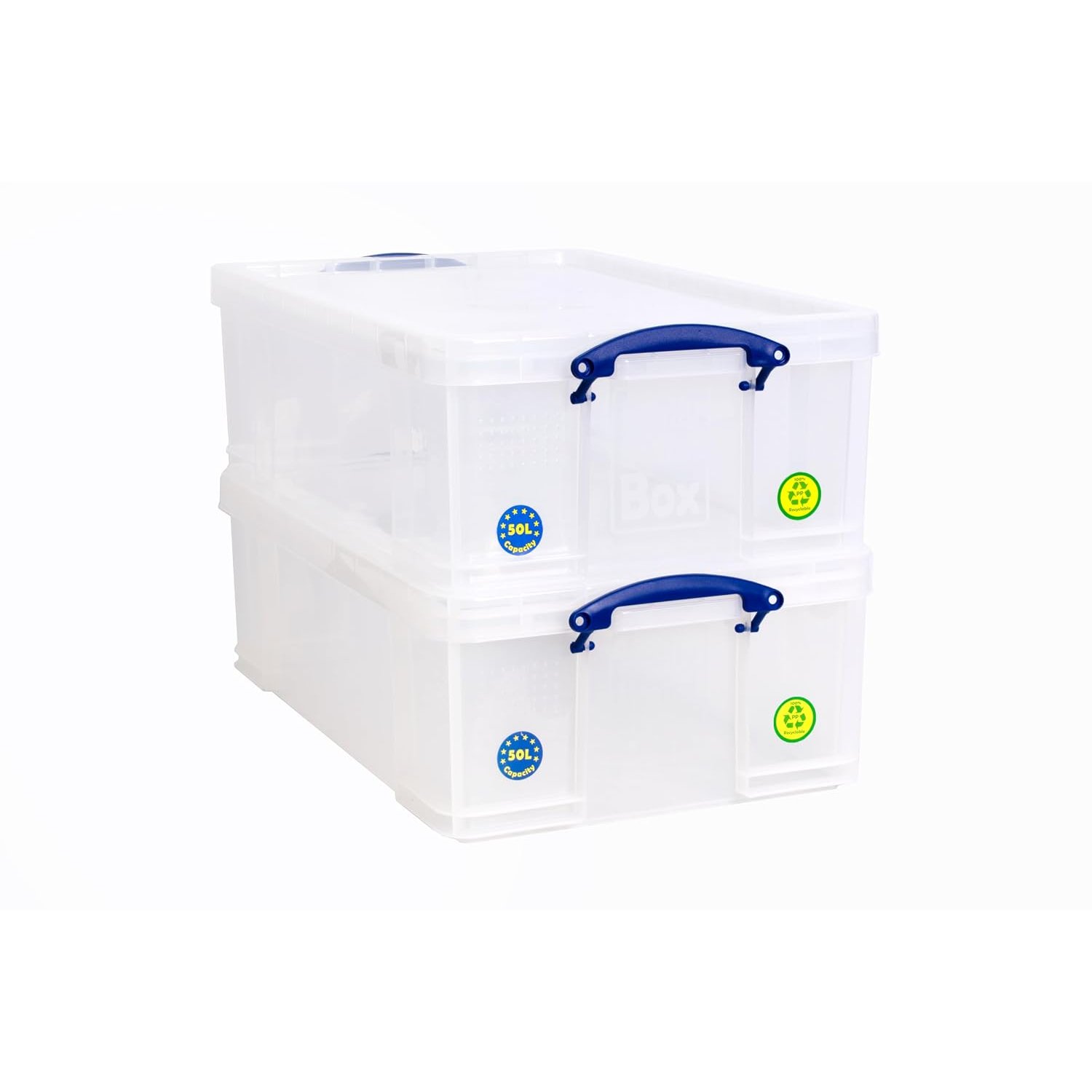Really Useful Box Plastic Storage 50 Litre Clear (Pack Of 2)
