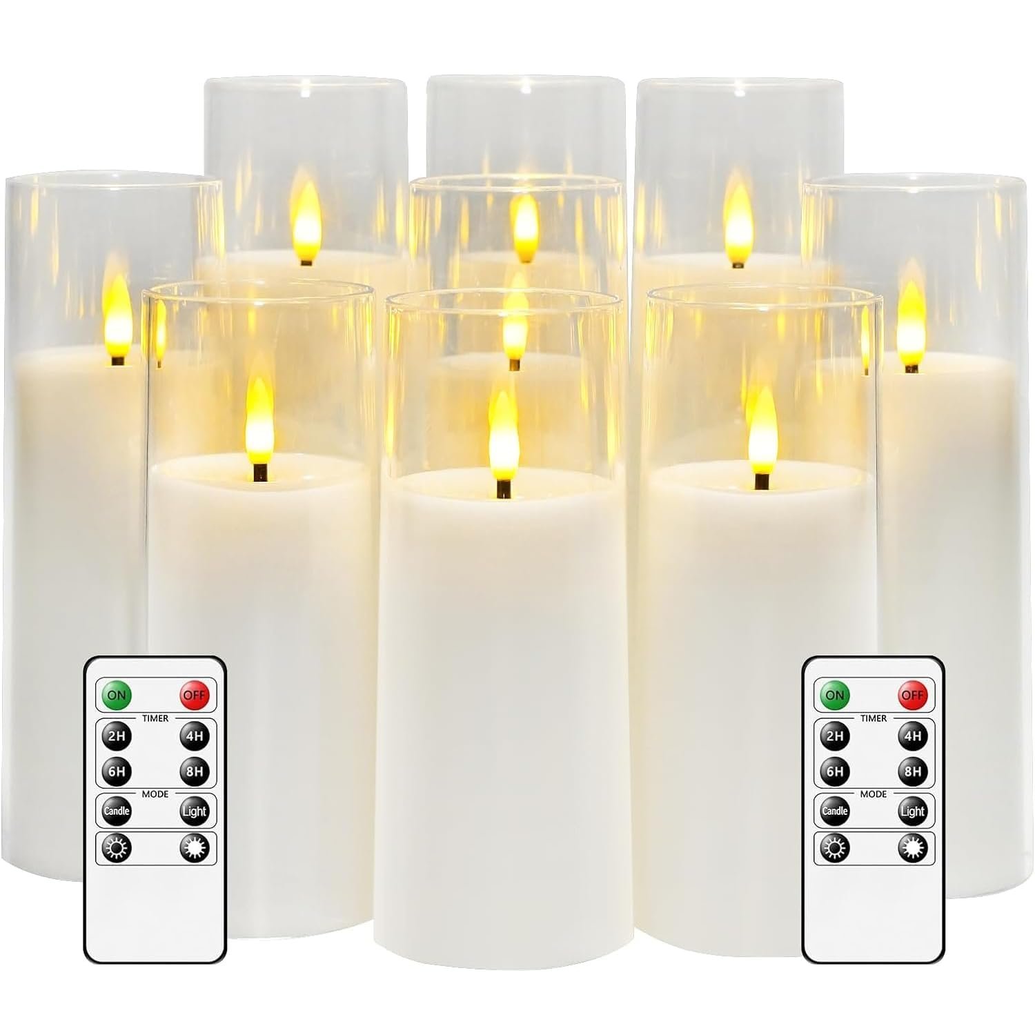 MozkeTo19 9 Pack White Flameless LED Candles Flickering, with Remote & Timer - Fake Candles Flickering Light, Battery Operated Pillar Candles. for Home Decor