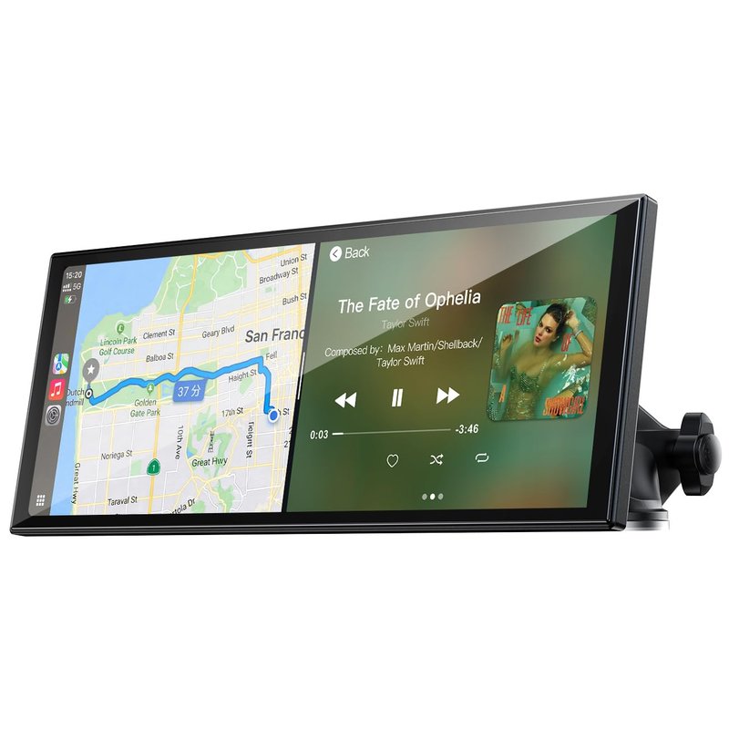 LAMTTO 9.26" Wireless CarPlay Screen for Car - Apple CarPlay & Android Auto Touchscreen, 1600x600 HD IPS Display, Plug & Play, OTA Updates, Waterproof Backup Camera & Screen Mirroring
