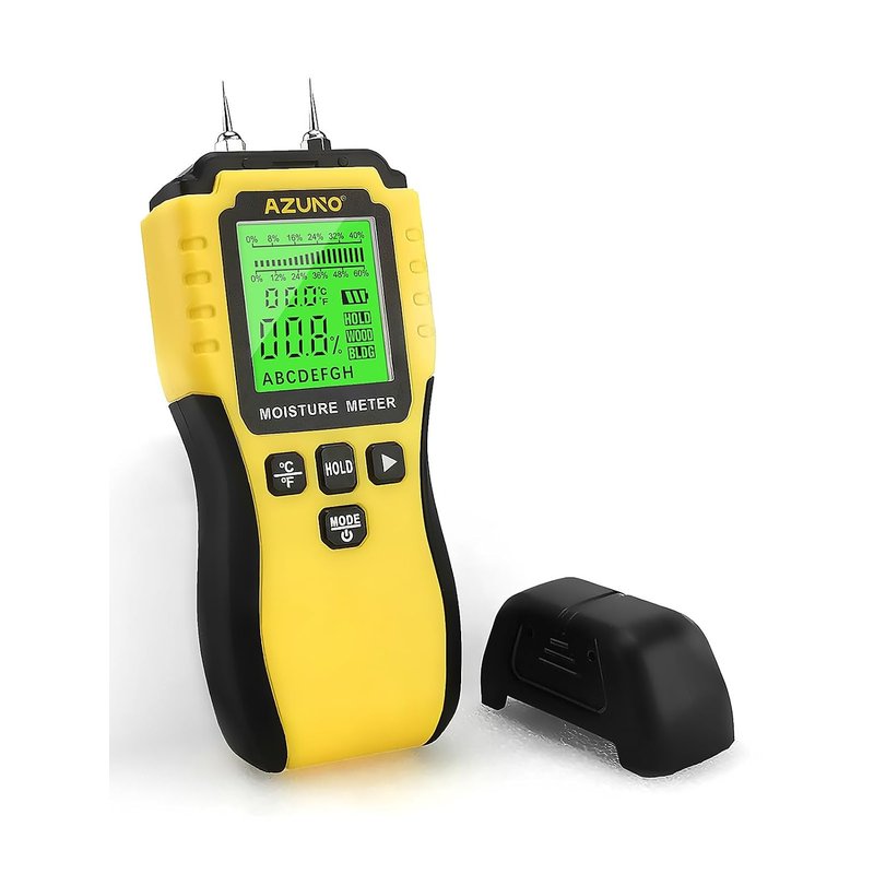 Moisture Dampness Meter Damp Detector Tester for Wood Walls Firewood Logs Floors Caravan, 8 Modes Pin-Type Moisture Meter with Backlit LCD Display and Audible Alert, for Drywall and Building Material