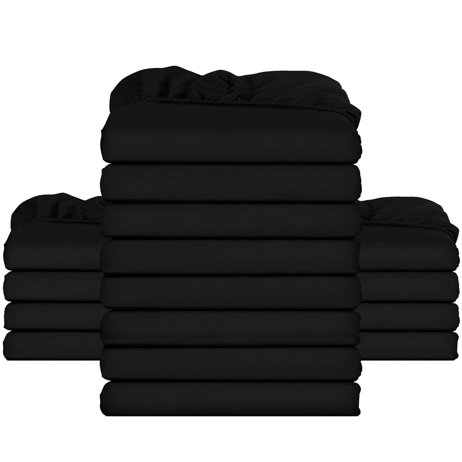 Utopia Bedding Fitted Sheet Bulk Pack of 16 Pieces - Super King, Black - Deep Pocket - Easy Care Soft Brushed Microfibre Fabric - Shrinkage and Fade Resistant - Bottom Sheet