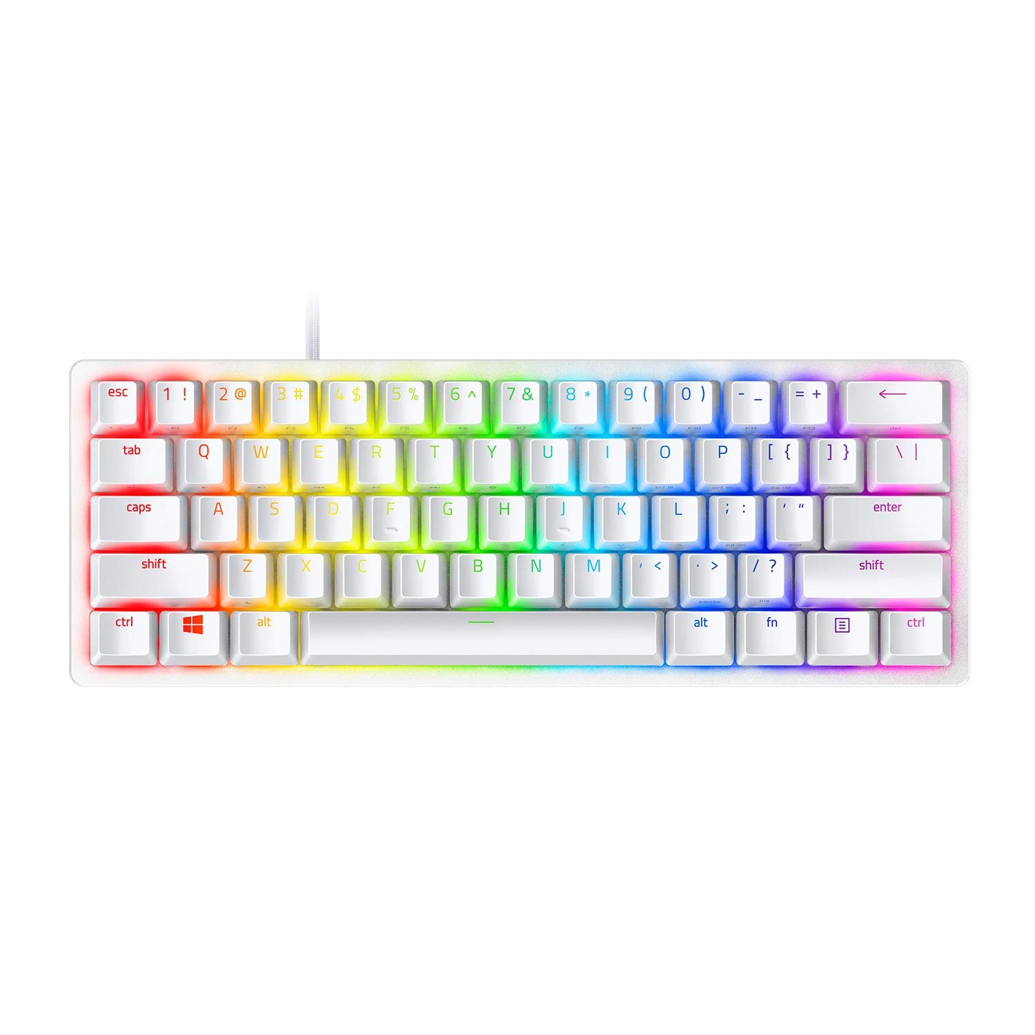 Razer Huntsman Mini (Red Switch) - 60% Compact Gaming Keyboard (Linear Optical-Mechanical Switches, Doubleshot PBT Keycaps, Detachable USB-C Cable) US Layout | Mercury White