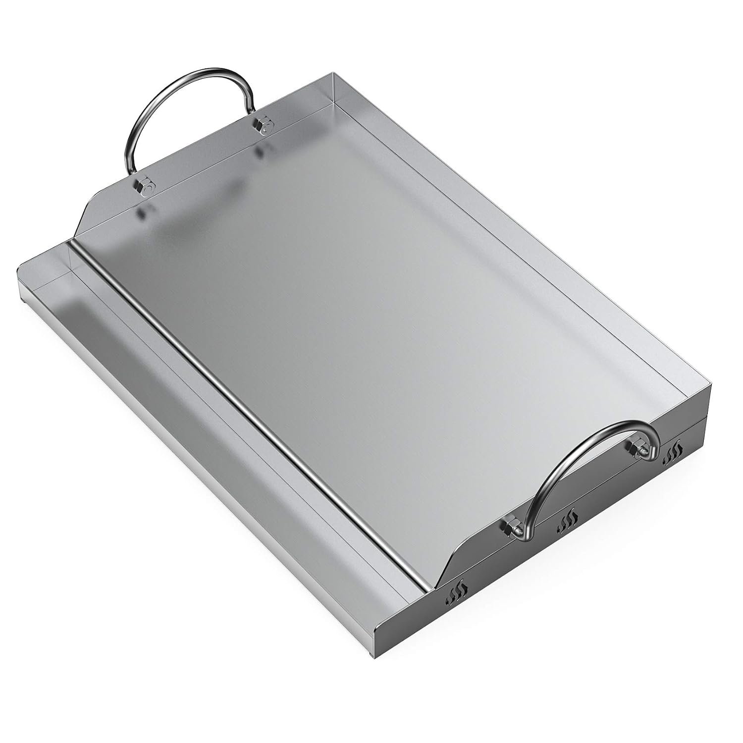 Onlyfire Stainless Steel Rectangle Griddle Plancha for Most BBQ Gas Grills and Charcoal Grills, 47.2 × 32 cm