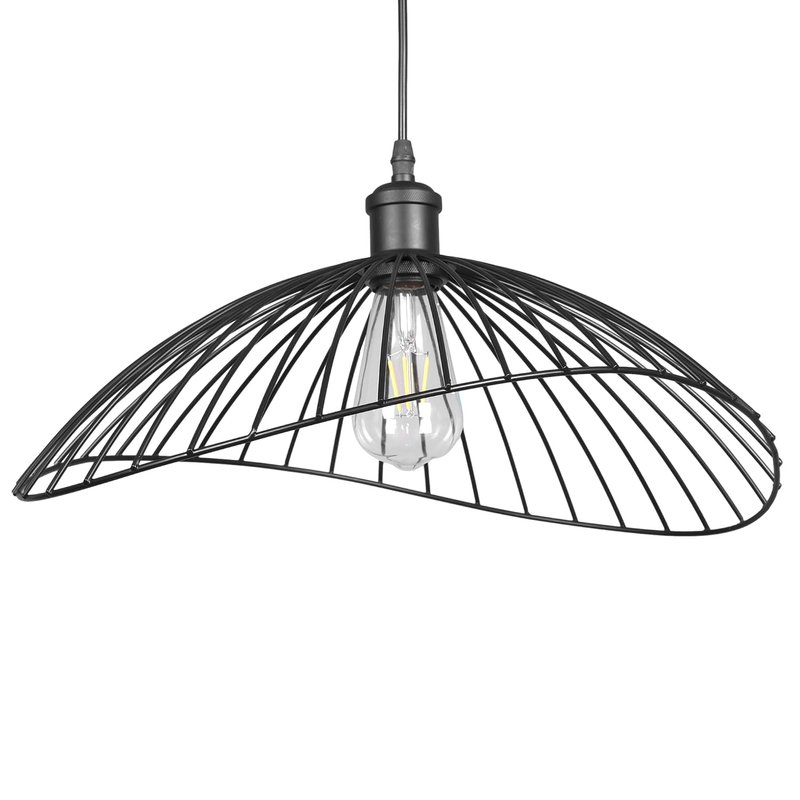 GIGGI Wavy Wire Black Ceiling Light Shade – Modern Designer Metal Black lampshades for Ceiling Lights, Easy Fit Large Pendant Lamp Shade for Bedroom, Living Room, Kitchen, Hallway, Office