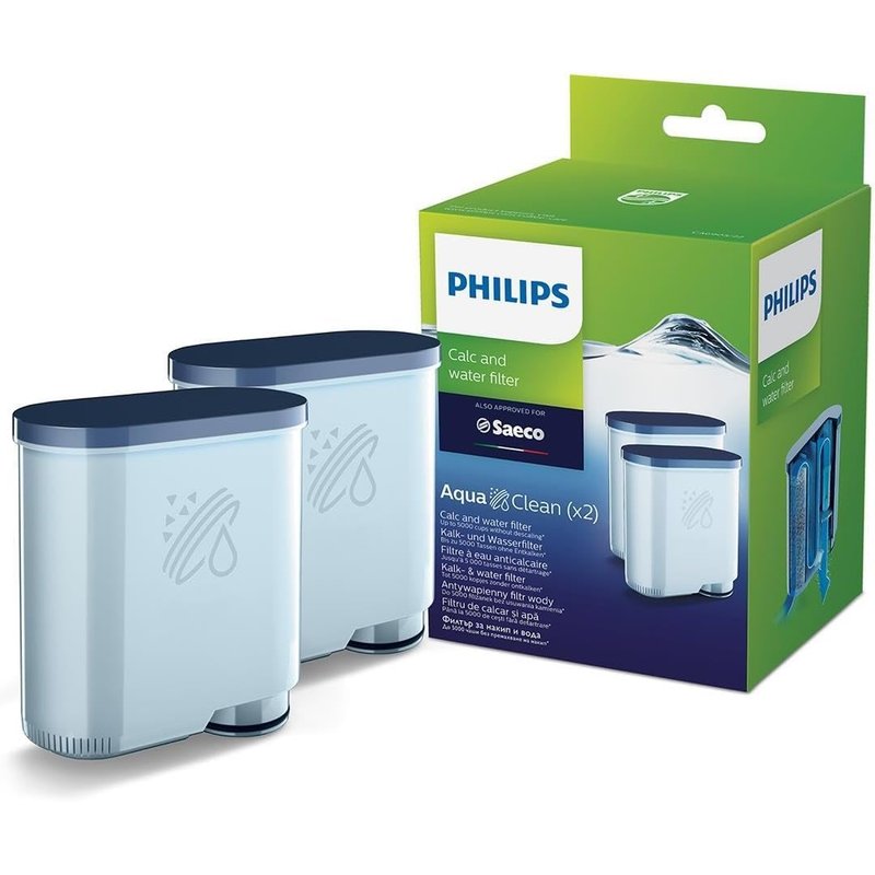Philips AquaClean Water Filter – No Descaling Up to 5000 Cups, Prolongs Machine Lifetime, Micro-Porous Filtration, 2-Pack (CA6903/22)