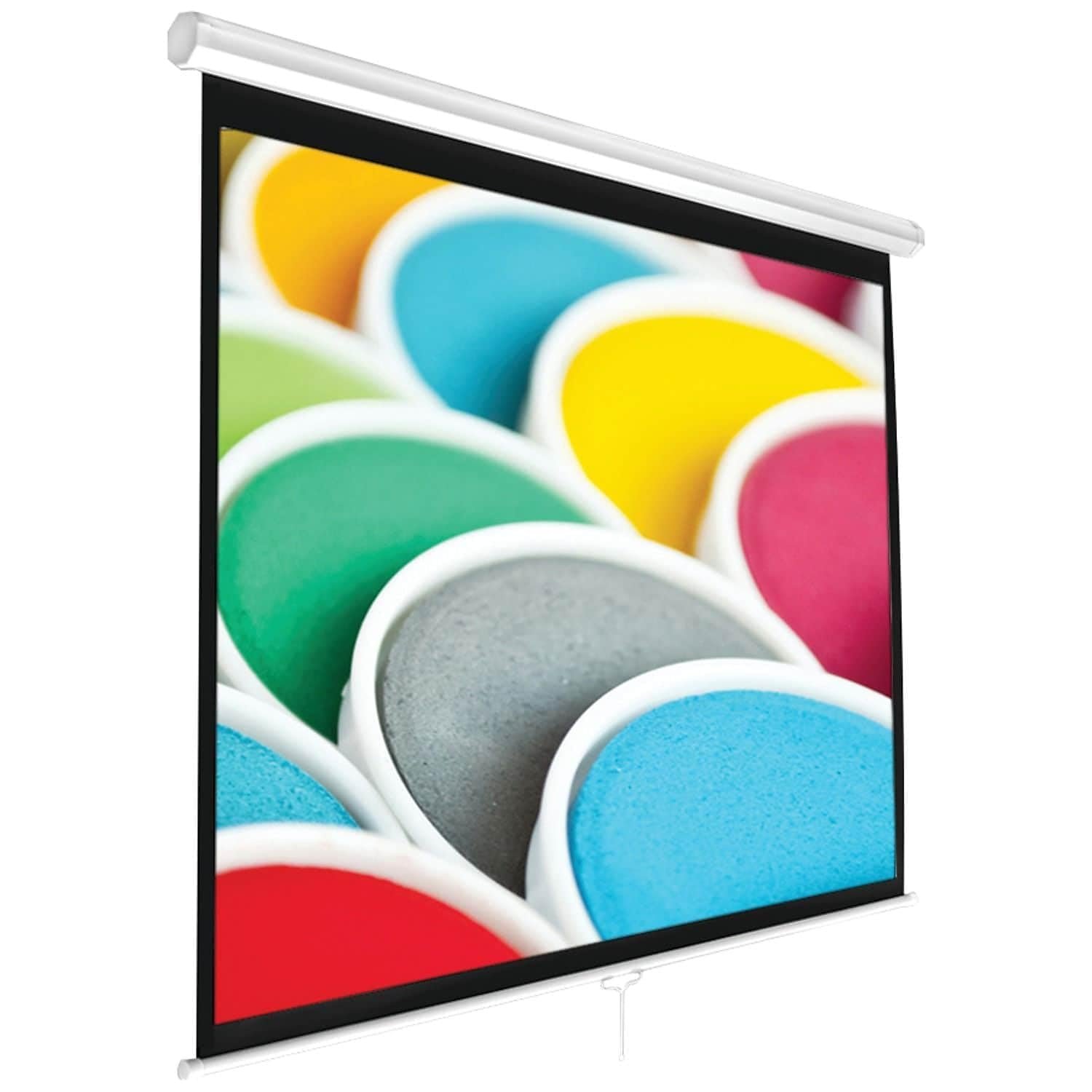Pyle Projector Screen Pull Down Manual – 100-Inch Roll-Down Wall &Ceiling Mount Projection Screen with Black Masking Border for Home Cinema, Office or Classroom Use