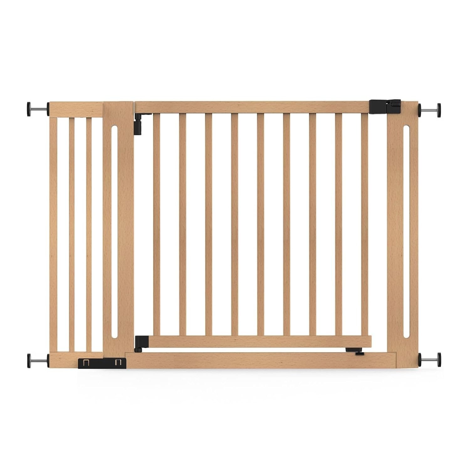 Safetots Wooden Elegance Gate, Natural, 115cm - 123cm, Pressure Fit Safety Gate, 73cm Extra Wide Doorway, Extra Wide Gate for Stairs, Hallways and Doors, Stylish Design Easy Installation