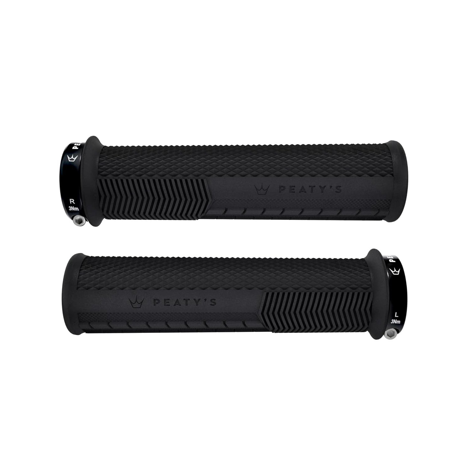 Peaty's Monarch Grips - Knurl Bike Grips, Ergonomic Handlebar Grip for Precision Control, Supportive Thumb Pad & Finger Bars, Durable BMX, Ebike & Mountain Bike Grip - Thick 32-34mm, Black