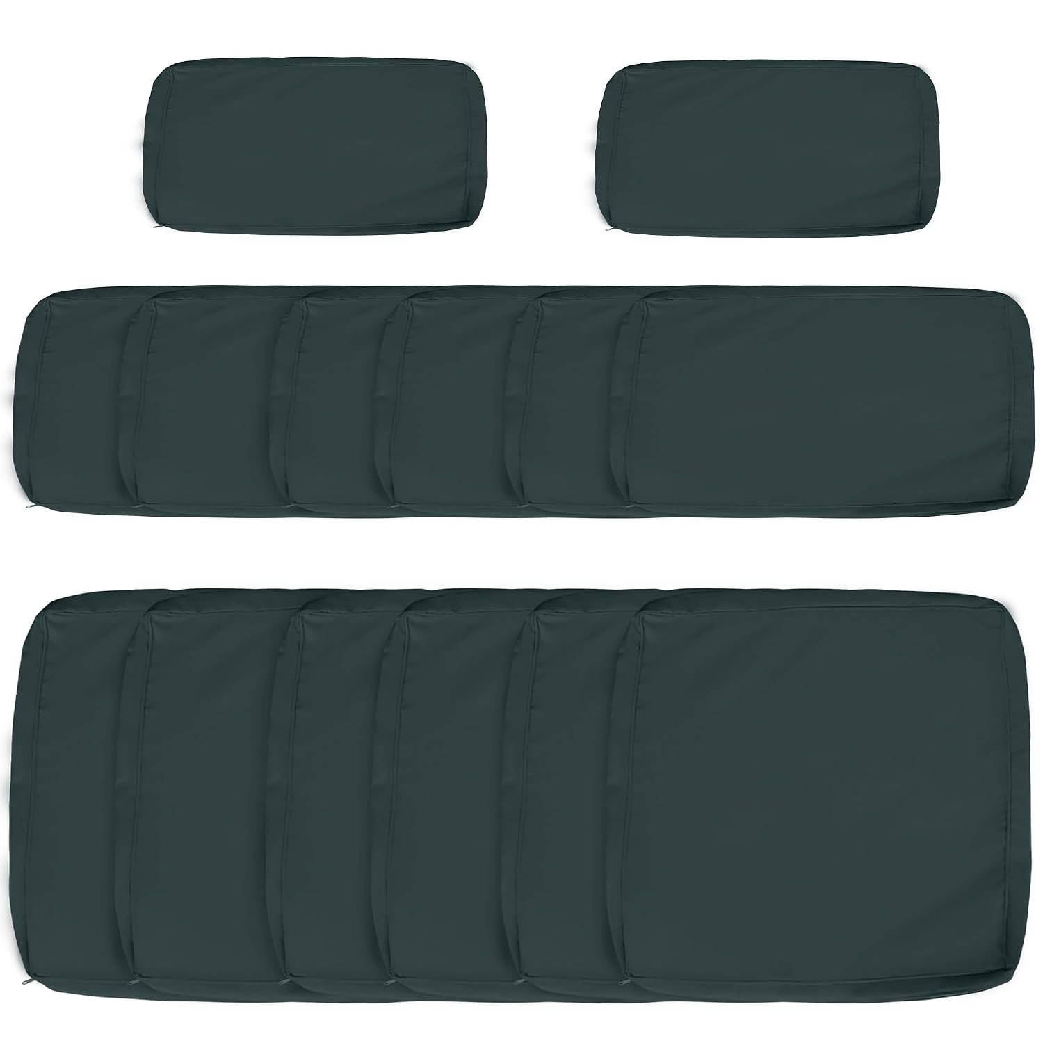 Outsunny Replacement Cushion Covers for Garden Sofa Set, Garden Rattan Sofa Cushion Polyester Cover Replacement Outdoor - No Cushion Included, Grayish Green