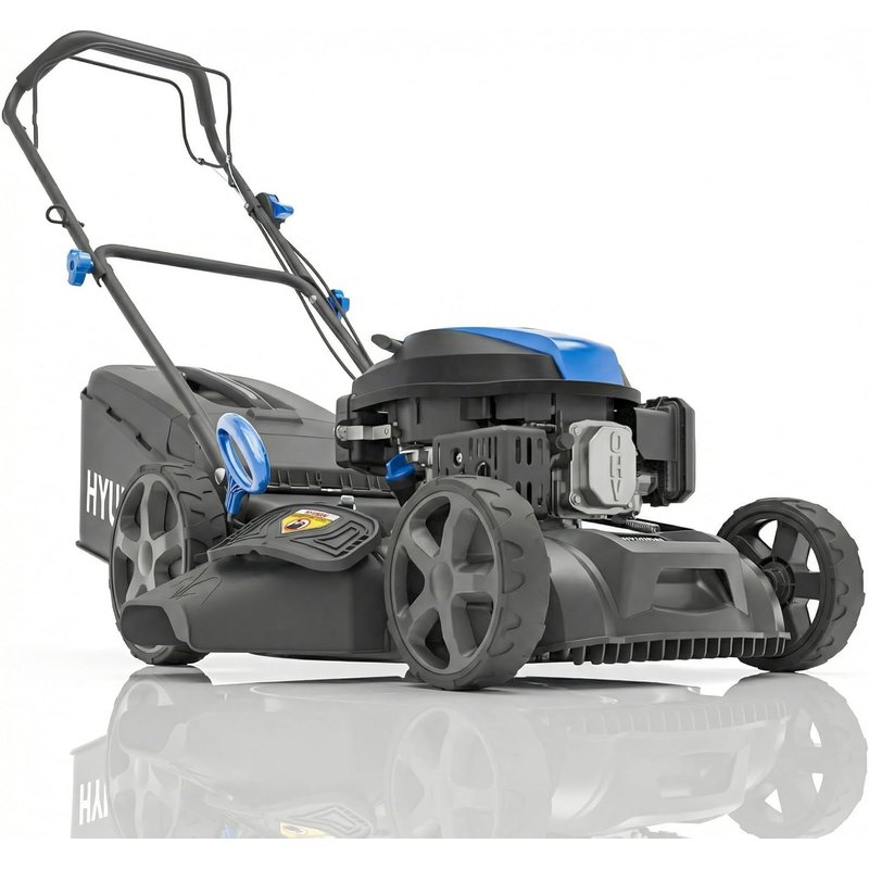 Hyundai 20” 51cm Self-Propelled Petrol Lawnmower, Powerful 196cc 4-Stroke Engine, 4-in-1 Mulch Bag Side & Rear Discharge, 60L Grass Box, Black Edition