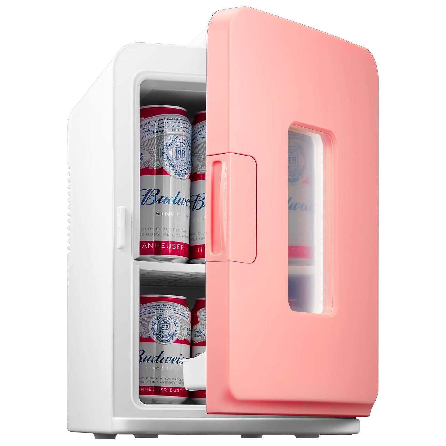 Mini Fridge 15 Liter/21 Cans, Portable AC+DC Power Small Fridge for Bedroom, Car, Office, Thermoelectric Cooler and Warmer Skincare for Food, Drinks, Cosmetics, Max & ECO Mode
