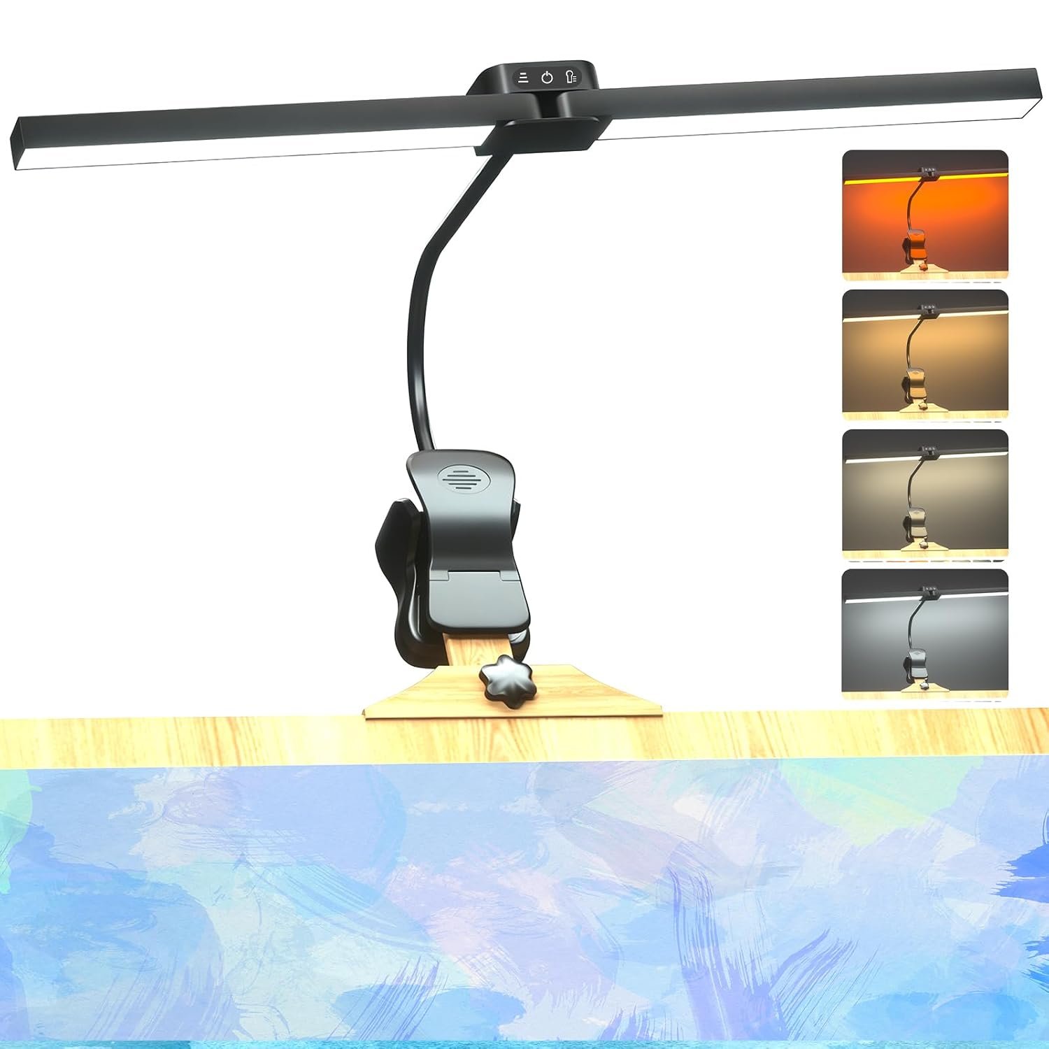 Lamptobe Rechargeable Clip-on Easel Light for Artists Painting, 64LEDs 4 Color Modes 3 Brightness, Eye-Care Desk Lamp Cordless Art Easel Lamp for Painting Drawing Artwork Memory Function Touch Control
