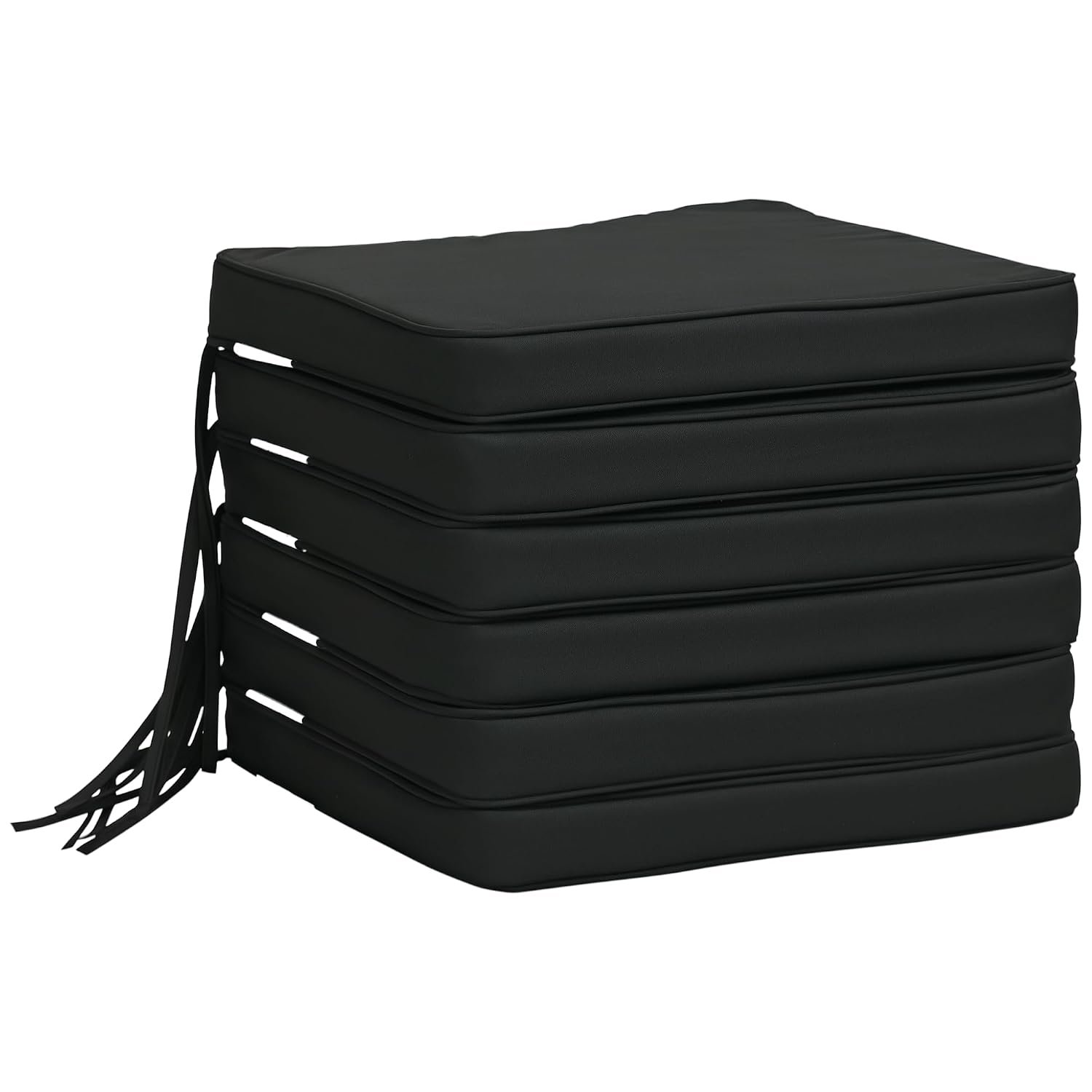 Outsunny Set of 6 Chair Cushion Seat Pads Dining Chair w/Straps Indoor Outdoor Removable Tie On Garden Patio, Black