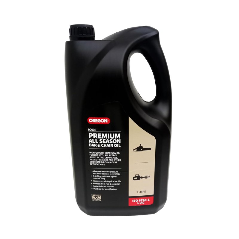 Oregon Chainsaw Chain and Guide Bar Oil, Suitable for Gas and Electric Chainsaws and Other Equipment with Chain-Gears and Slide-Bars of Any Brand, Anti-Fling Technology and High-Film Strength, 5L