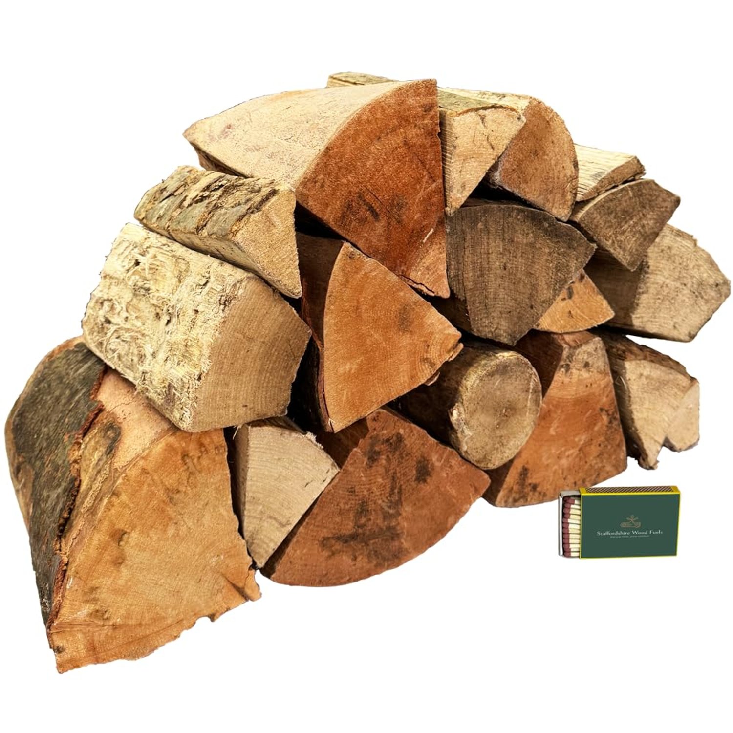 Staffordshire Wood Fuels Kiln-Dried Hardwood Logs 120KG | Hand-Weighed for Accuracy | Burns 3x Hotter Than Seasoned Wood | Ideal for Stoves, Open Fires & Fire Pits & Safety Matches