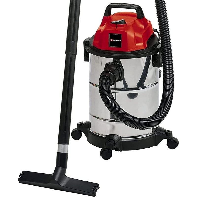 Einhell Wet and Dry Vacuum Cleaner 1250W, 20L Stainless Steel Tank, Blow Connection, 4 Castors, Ø 36mm Suction Hose + Extension, Floor Nozzle, Filters TC-VC 1820 S