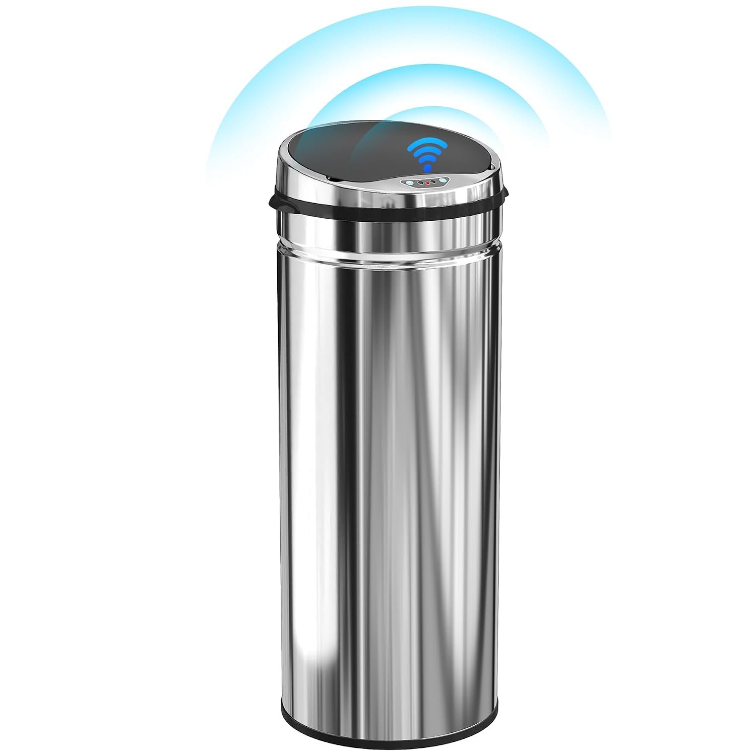 HOMCOM 50L Sensor Bin with Quiet Soft-Close Lid, Automatic Touchless Motion Sensor Rubbish Bin with Fingerprint Resistant Stainless Steel for Hygienic Kitchen, Home Office Use, Silver